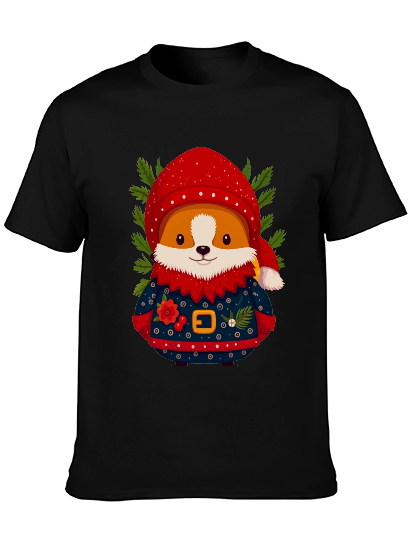 Christmas Corgi Sweater T-Shirt – Festive Dog Lover Tee