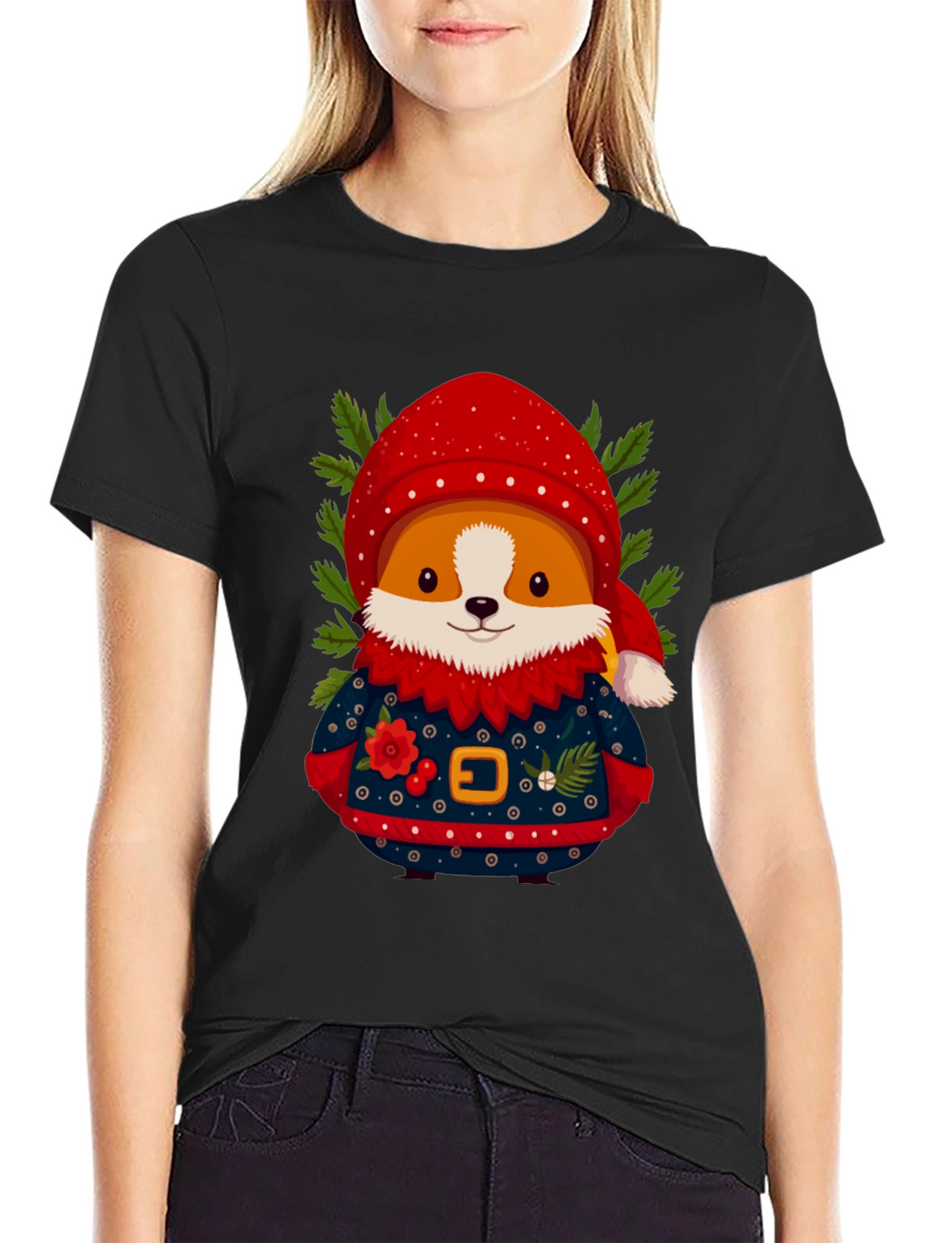 Christmas Corgi Sweater T-Shirt – Festive Dog Lover Tee