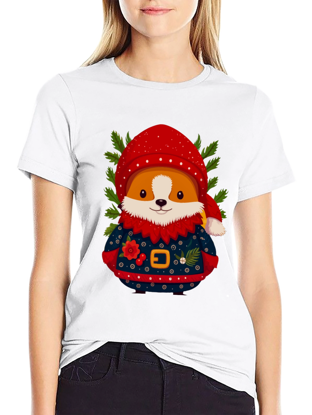 Christmas Corgi Sweater T-Shirt – Festive Dog Lover Tee