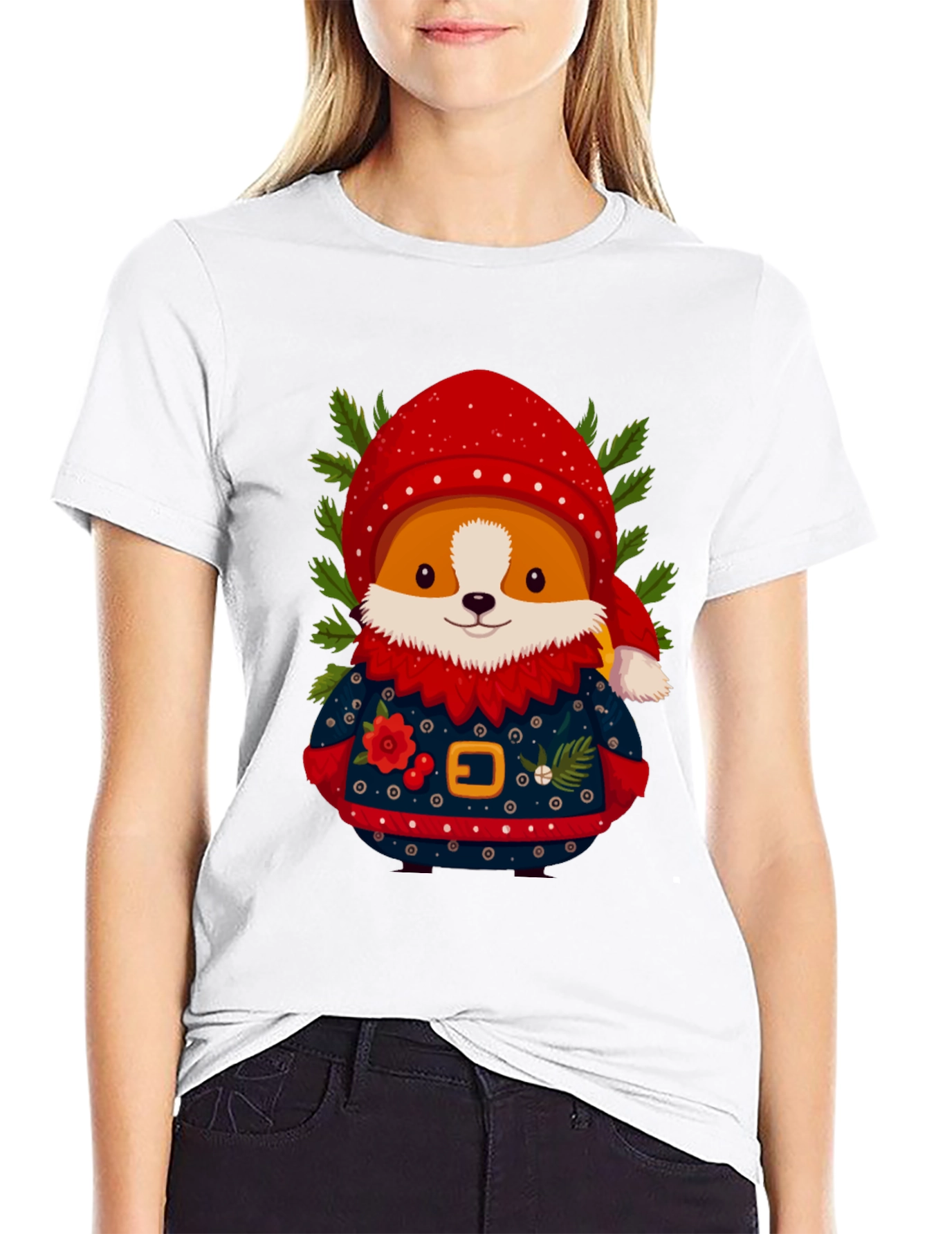 Christmas Corgi Sweater T-Shirt – Festive Dog Lover Tee