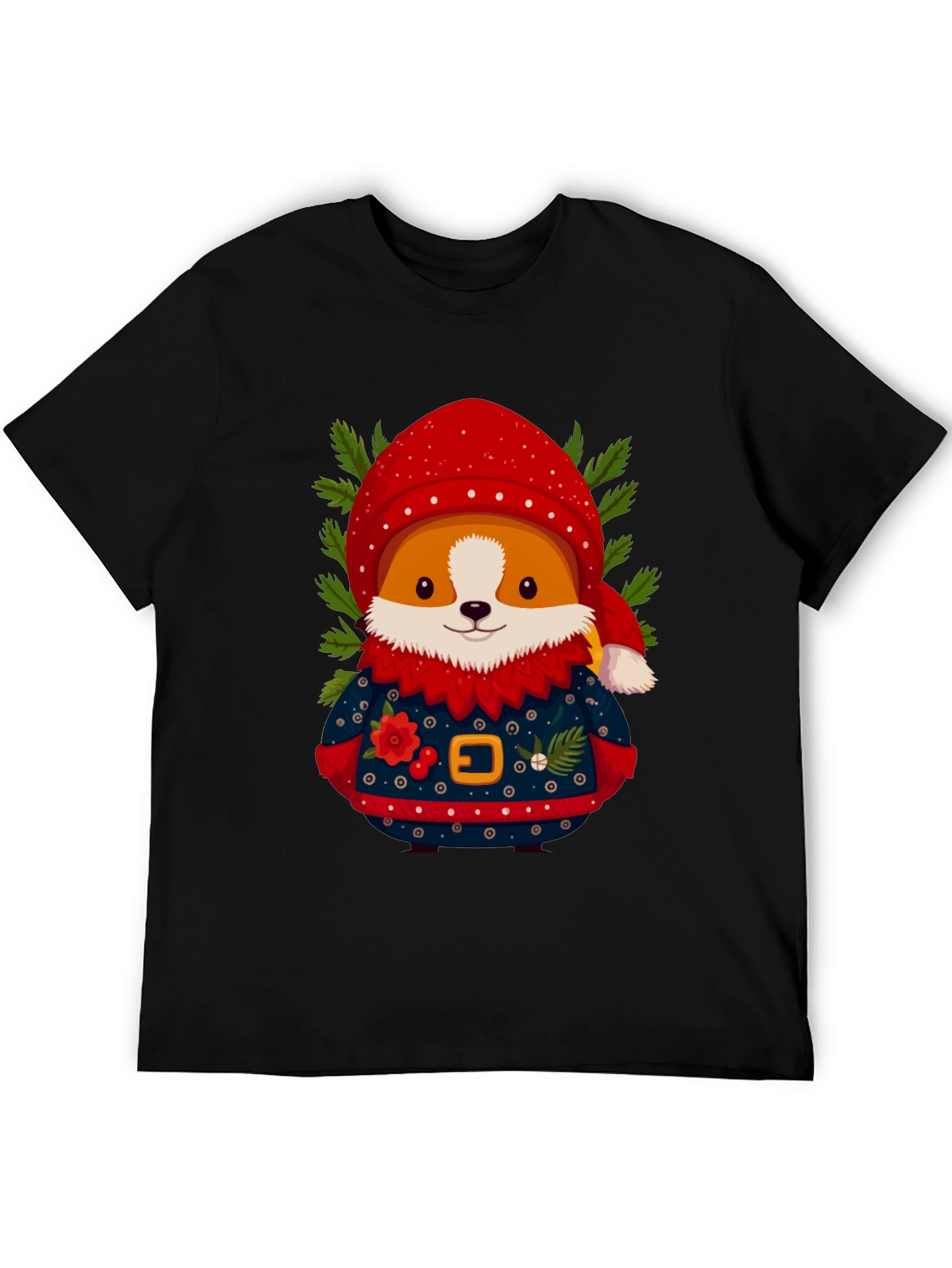 Christmas Corgi Sweater T-Shirt – Festive Dog Lover Tee