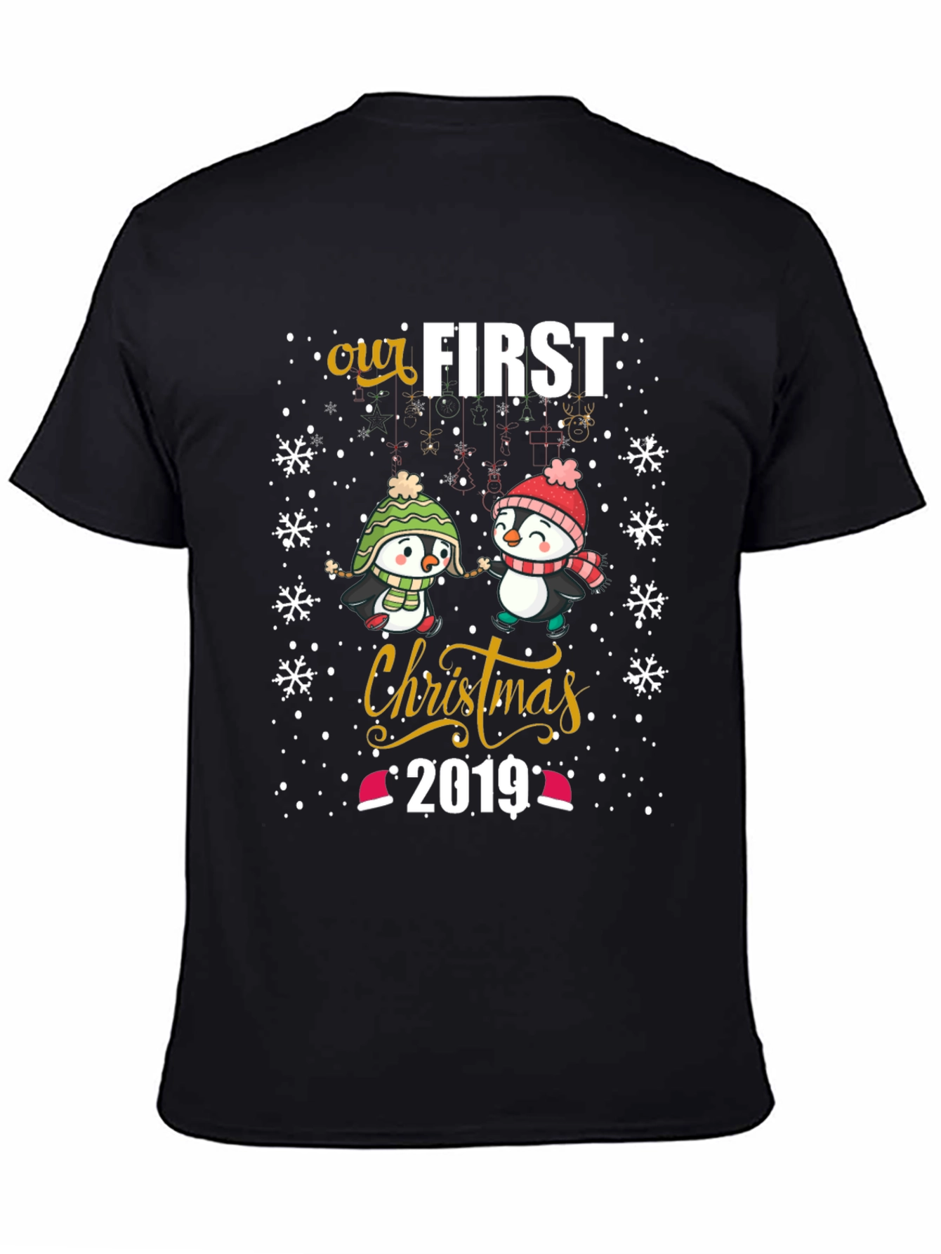 Our First Christmas 2019 Penguins Matching Couple T-Shirt