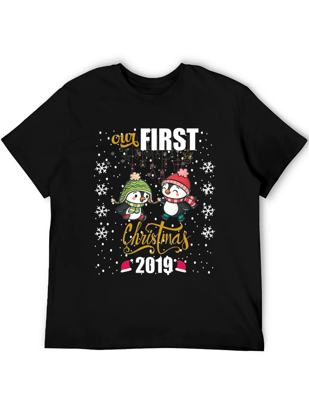 Our First Christmas 2019 Penguins Matching Couple T-Shirt