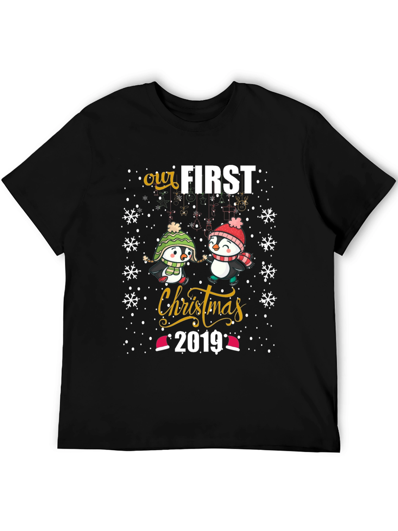 Our First Christmas 2019 Penguins Matching Couple T-Shirt