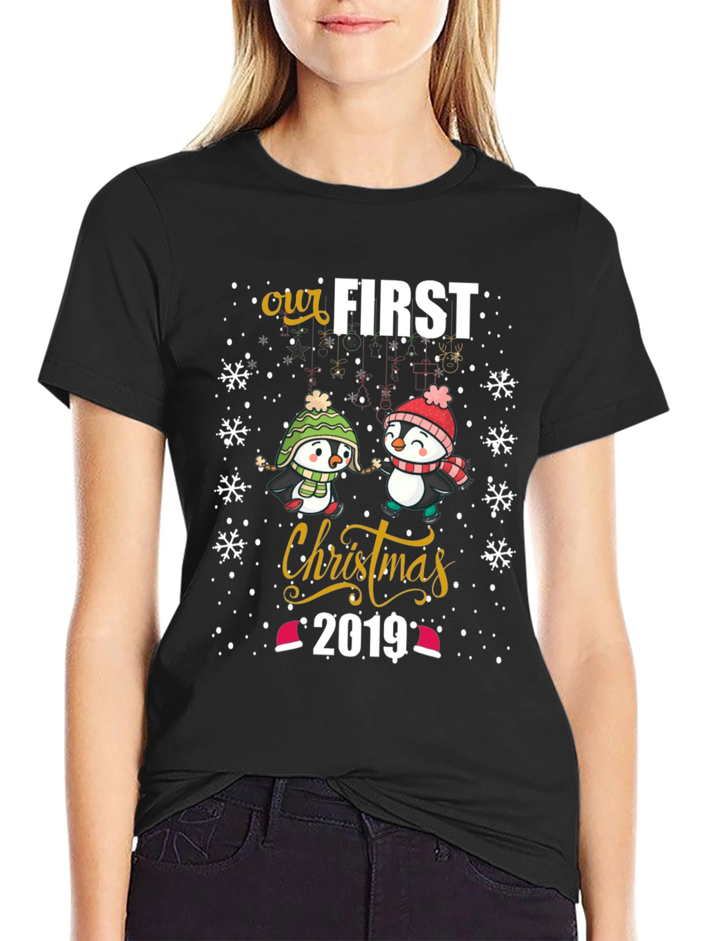 Our First Christmas 2019 Penguins Matching Couple T-Shirt