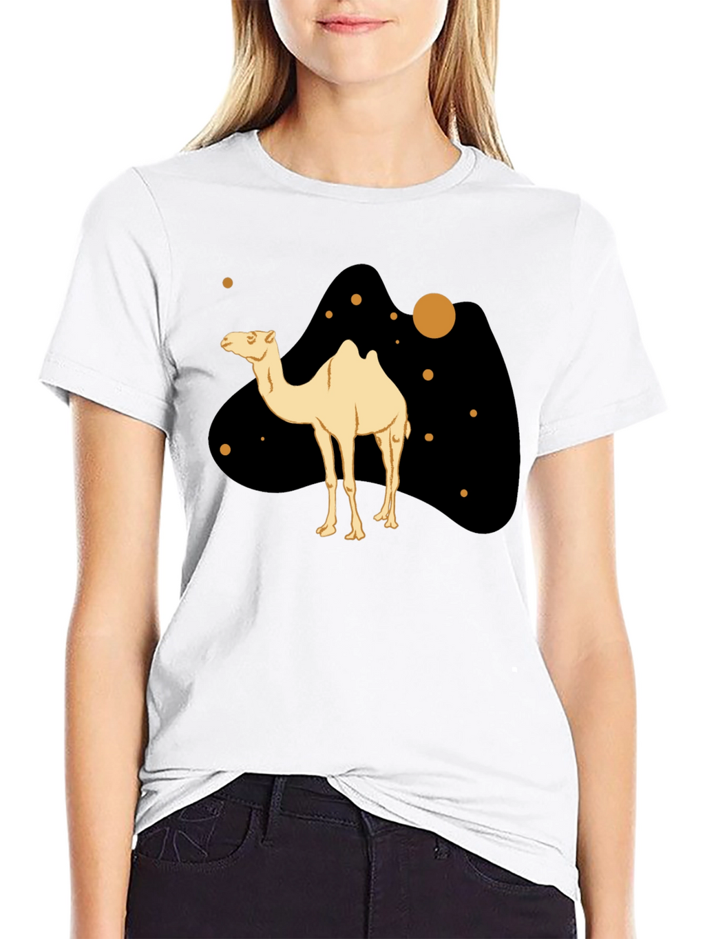 Camel Graphic Print Black T-Shirt