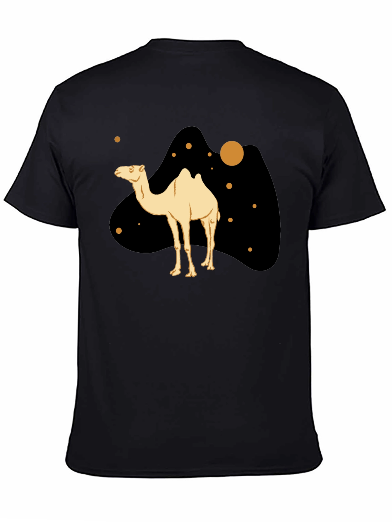 Camel Graphic Print Black T-Shirt