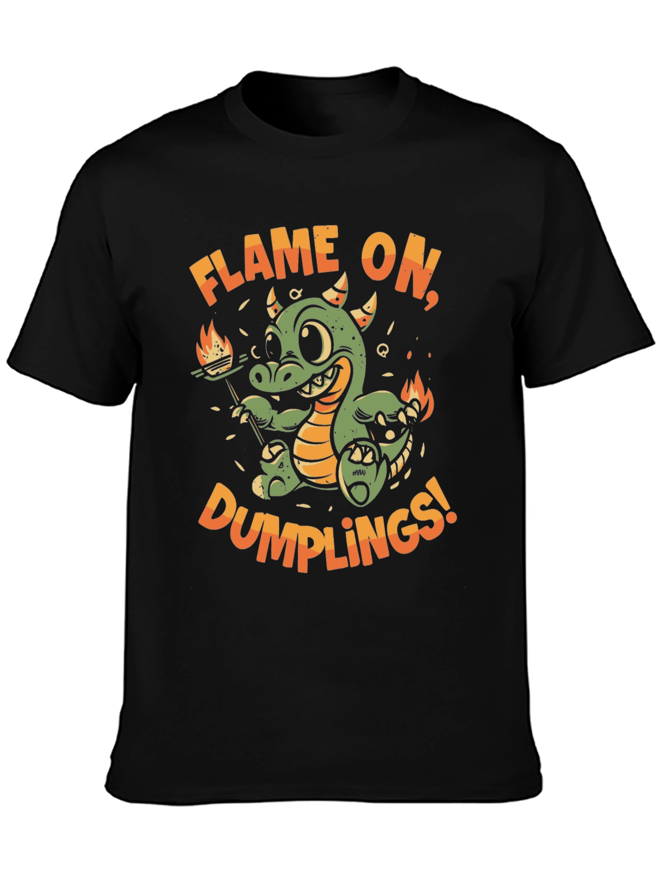 Flame On Dumplings Black Graphic T-Shirt