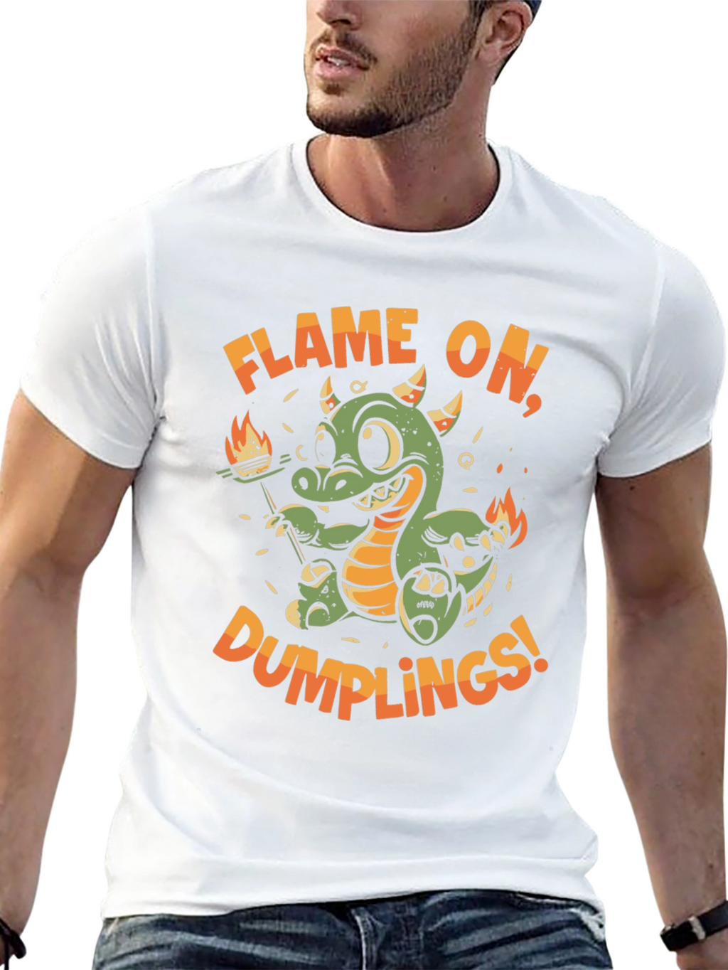 Flame On Dumplings Black Graphic T-Shirt