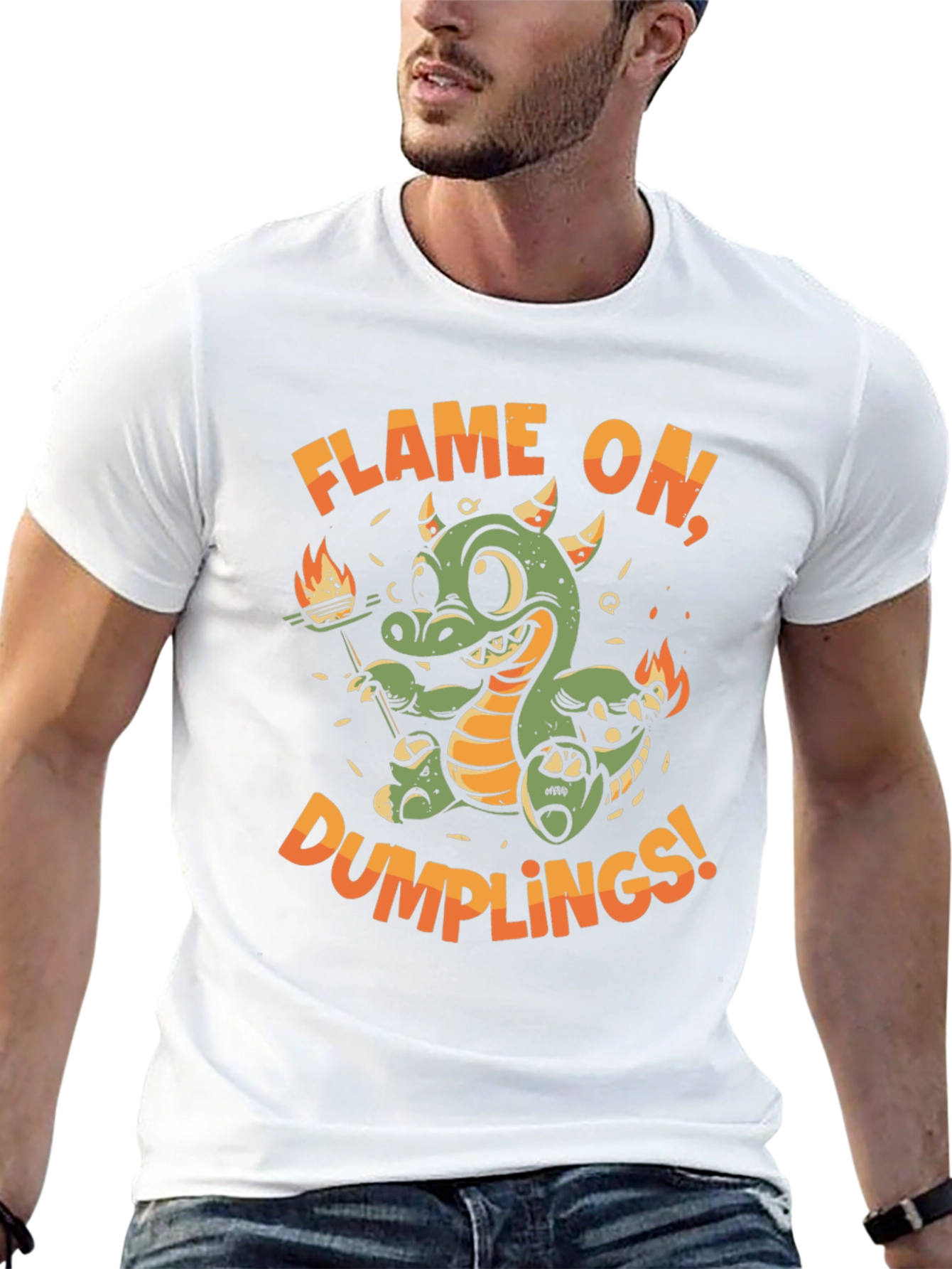 Flame On Dumplings Black Graphic T-Shirt