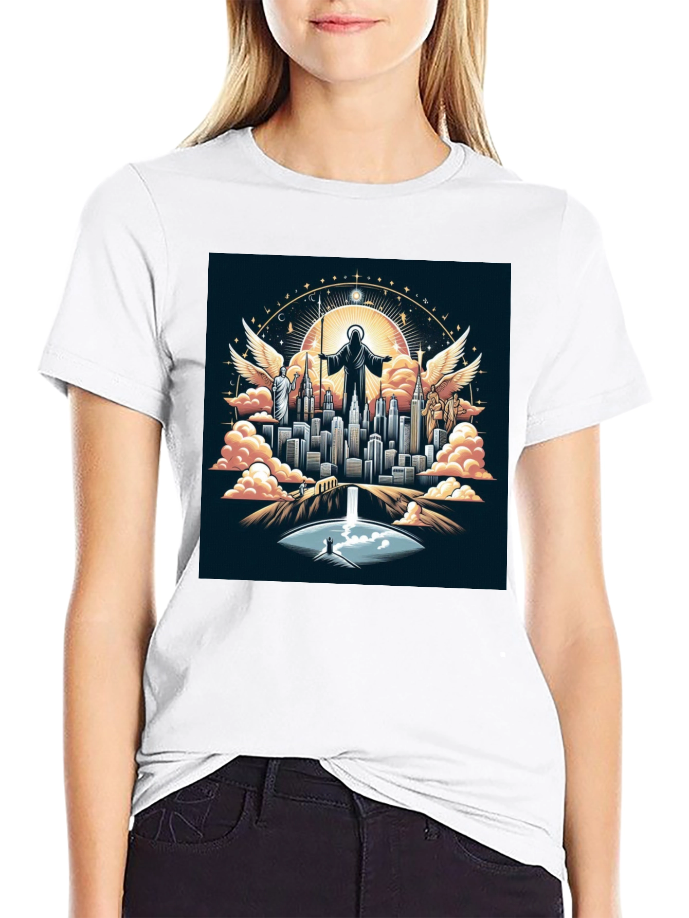 Angelic City Graphic T-Shirt - Black