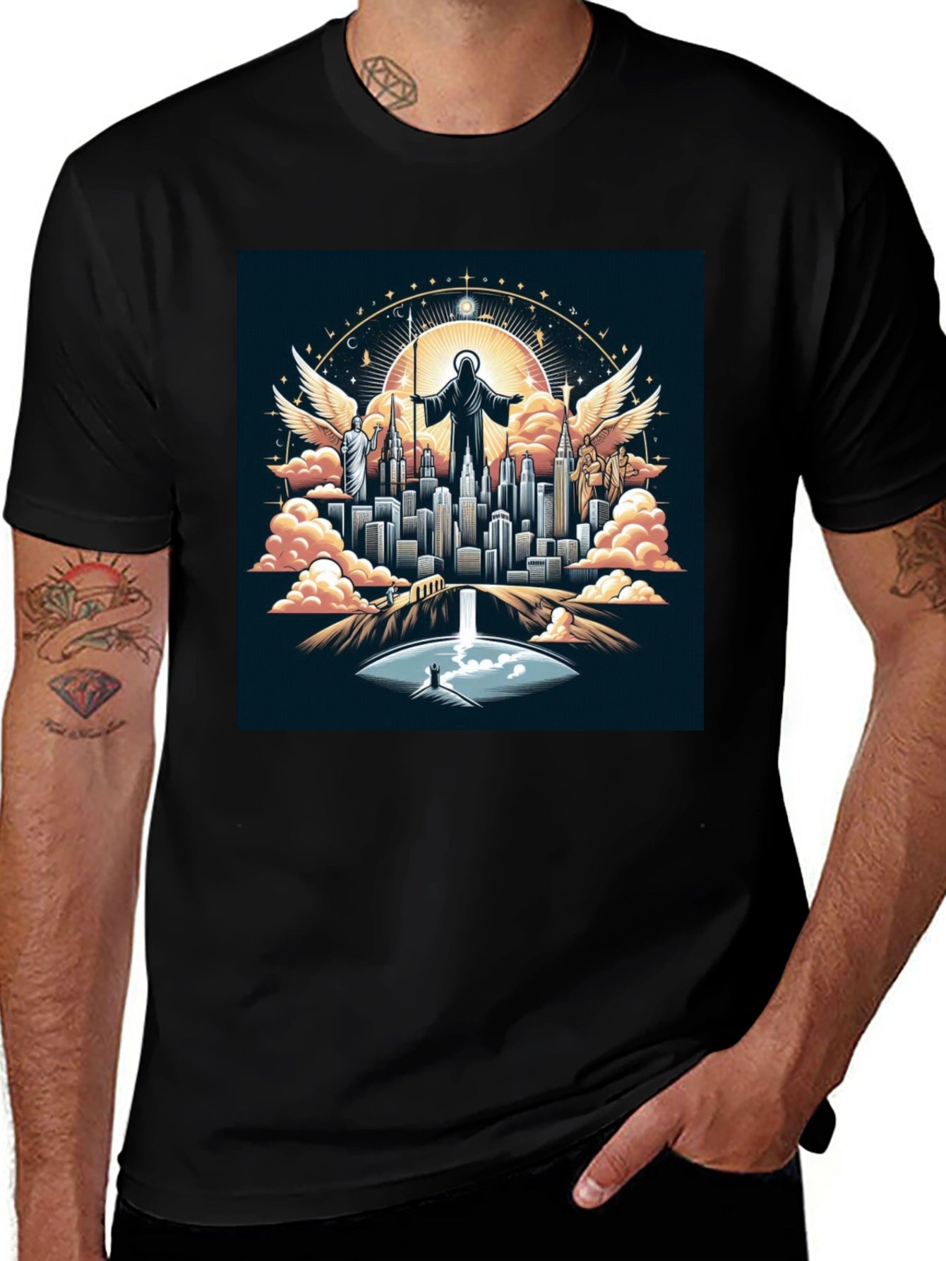 Angelic City Graphic T-Shirt - Black