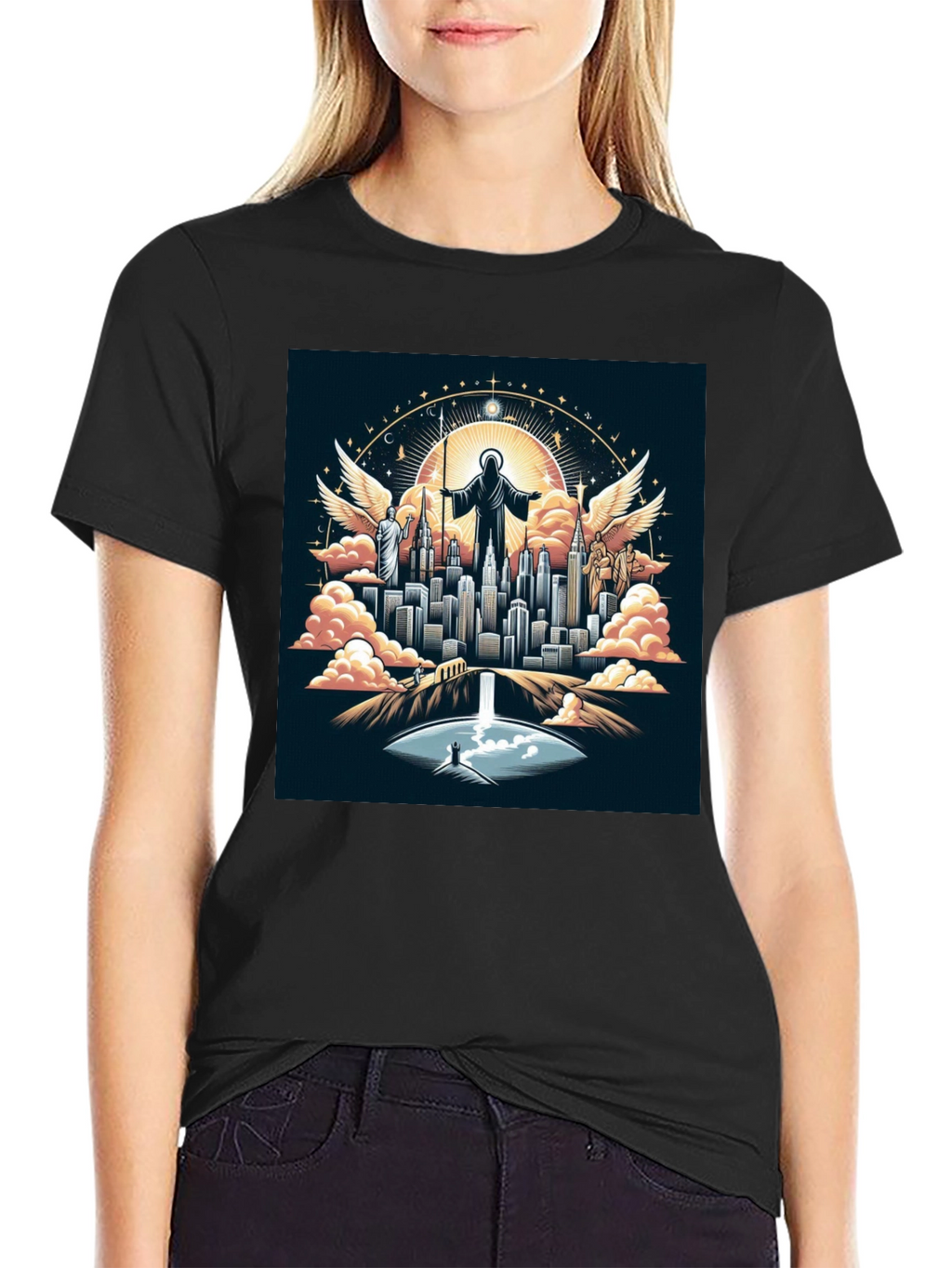 Angelic City Graphic T-Shirt - Black
