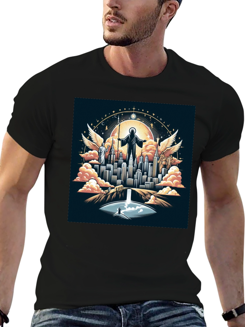 Angelic City Graphic T-Shirt - Black