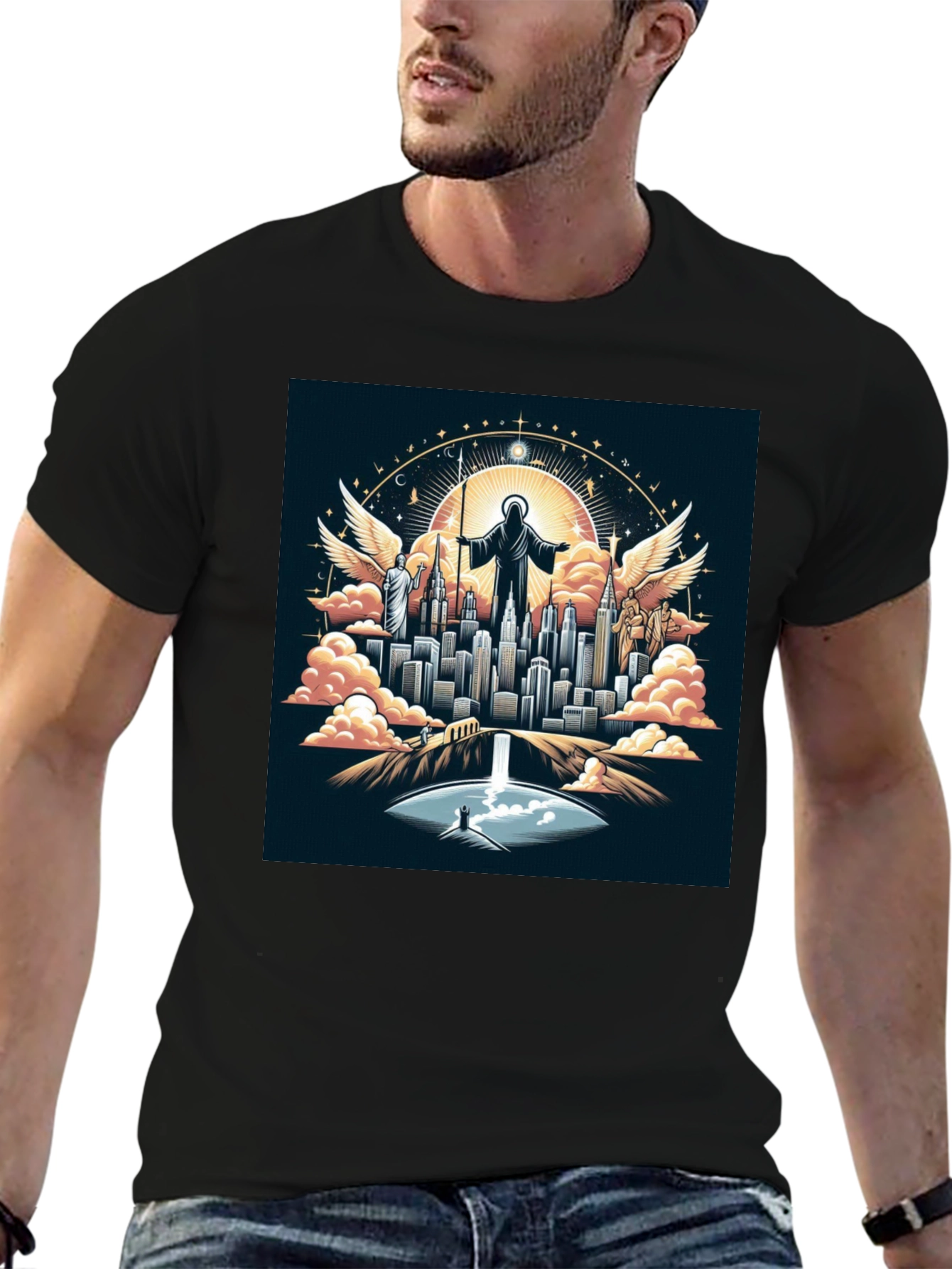 Angelic City Graphic T-Shirt - Black