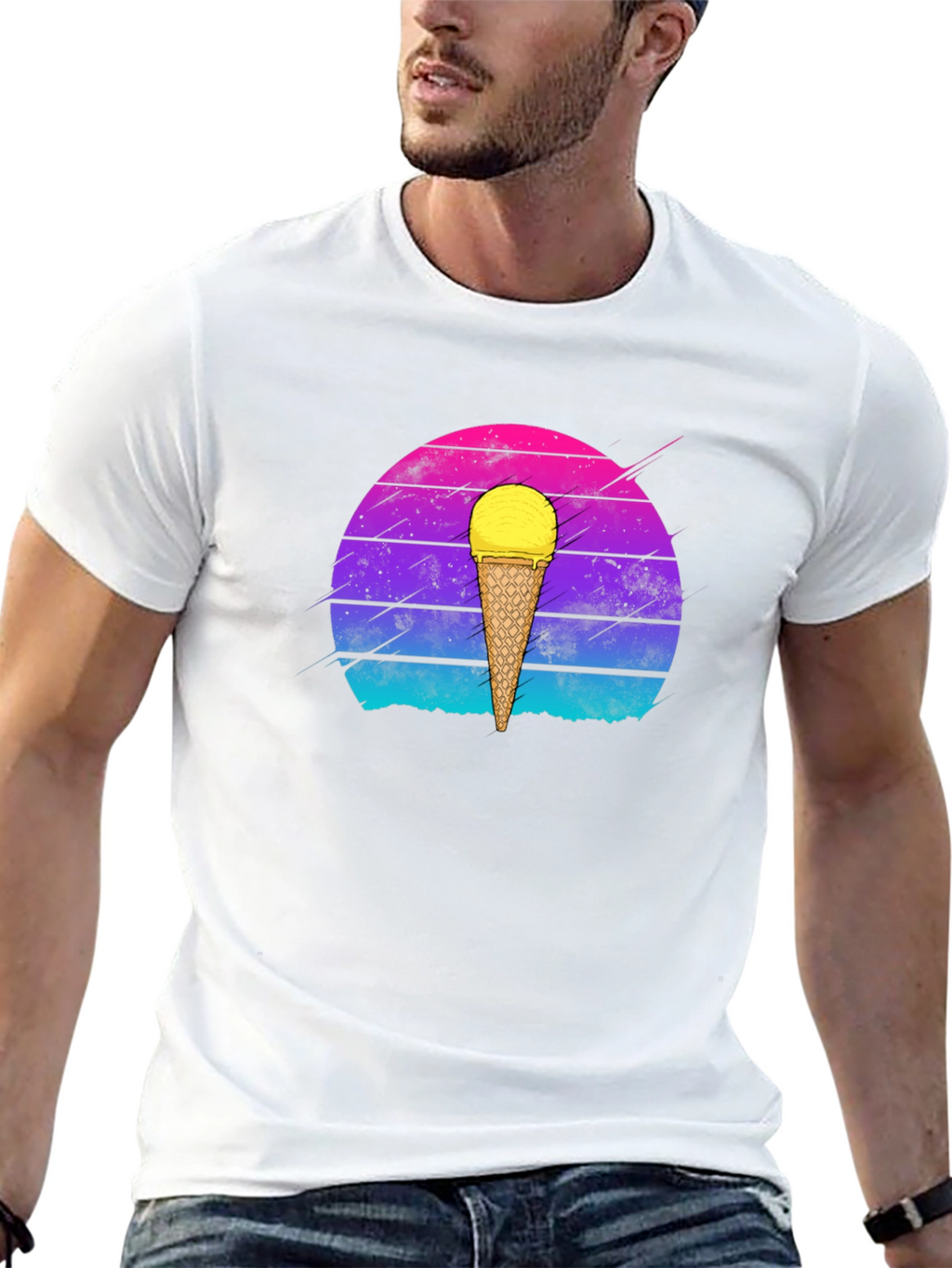 Retro Ice Cream Cone Graphic T-Shirt