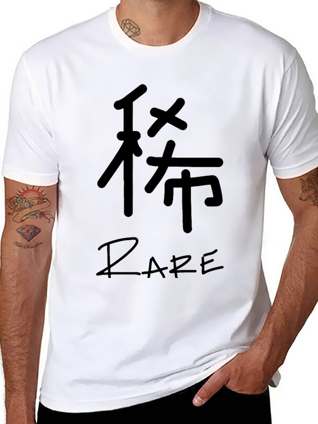 Black T-Shirt with Japanese Character and Rare Print