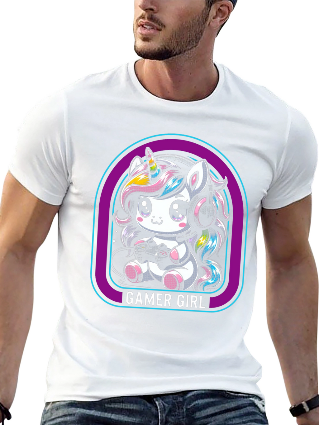 Gamer Girl Unicorn Black T-Shirt