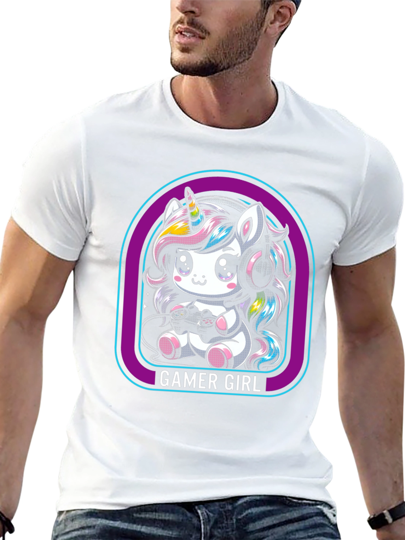 Gamer Girl Unicorn Black T-Shirt
