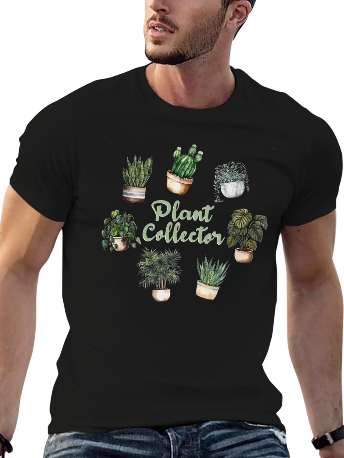 Plant Collector Graphic Tee - Black Cotton Shirt