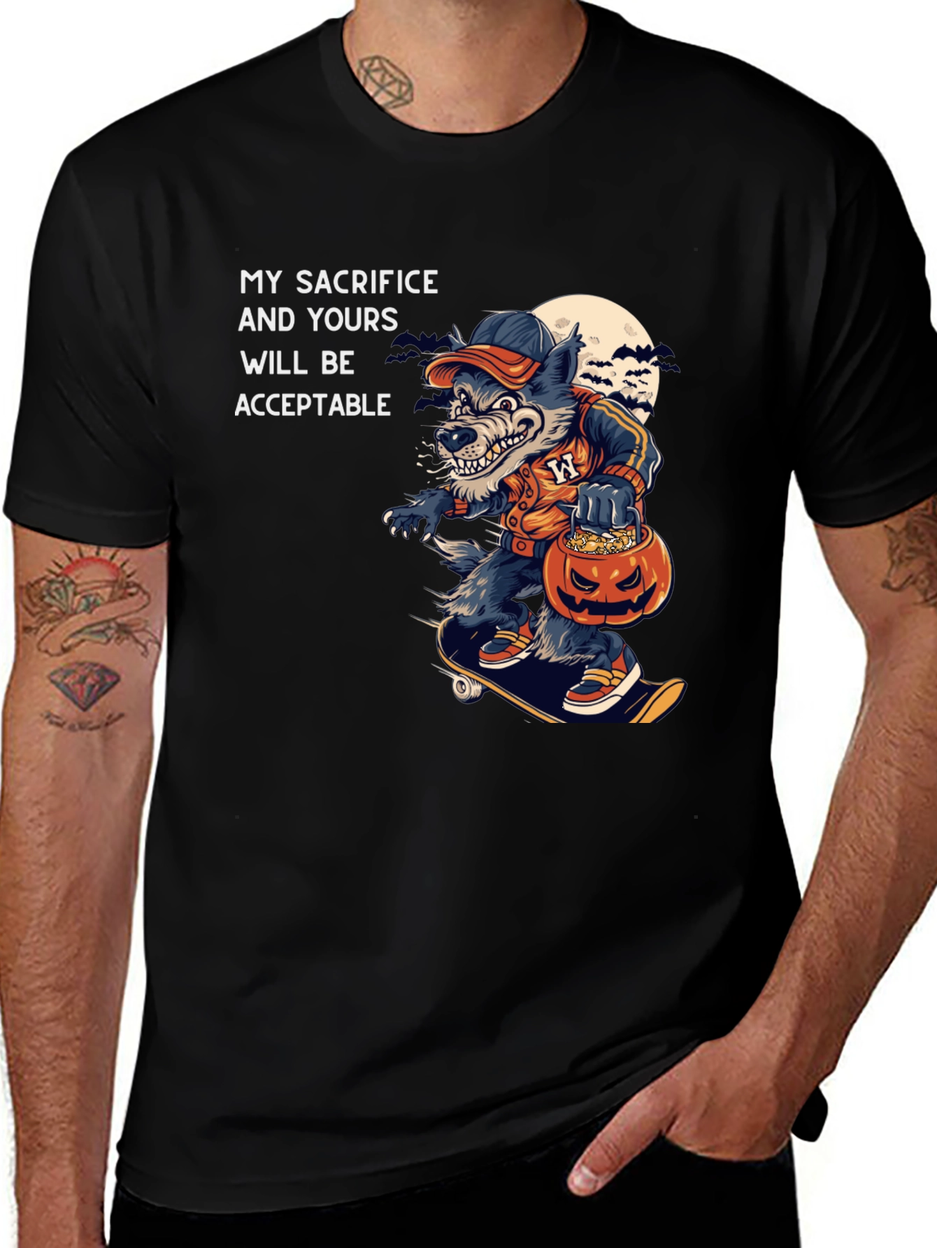 Halloween Wolf Skateboard T-Shirt