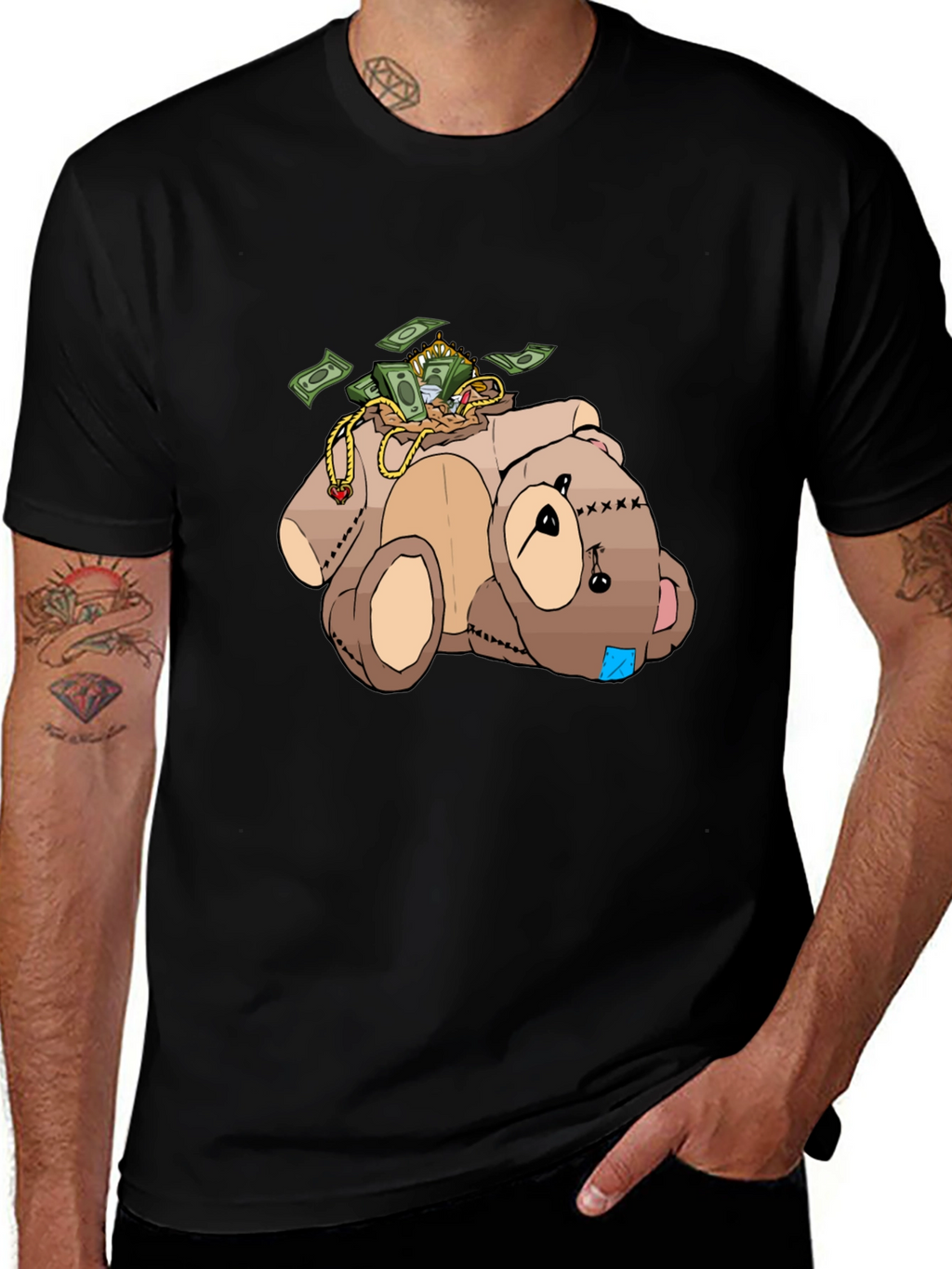 Money Bear T-Shirt - Cartoon Graphic Tee