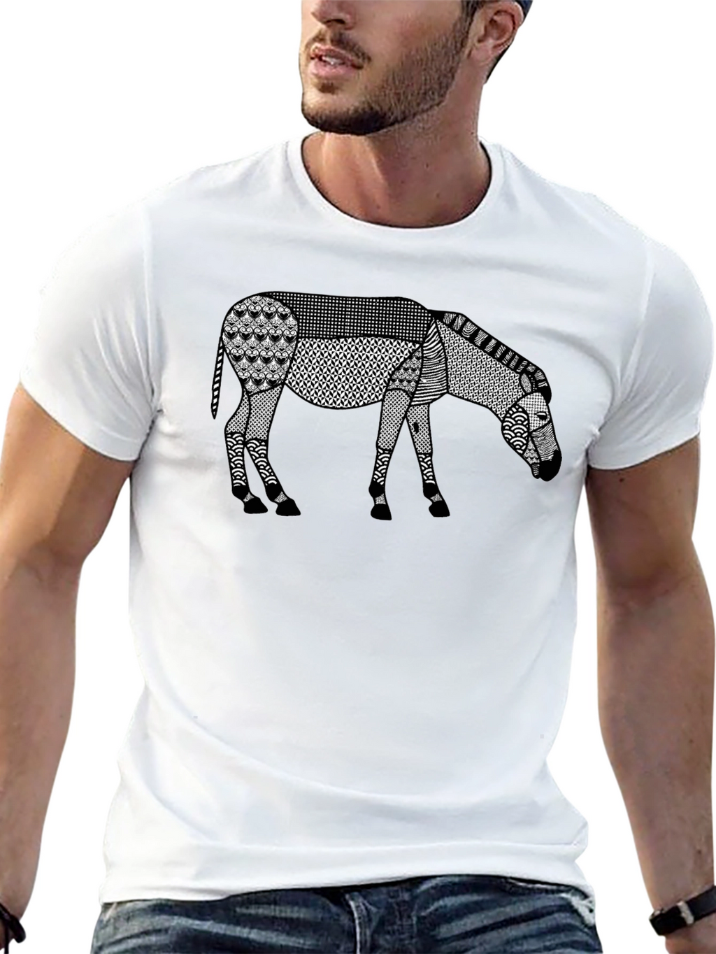 Abstract Donkey Graphic Tee - Modern Art Shirt