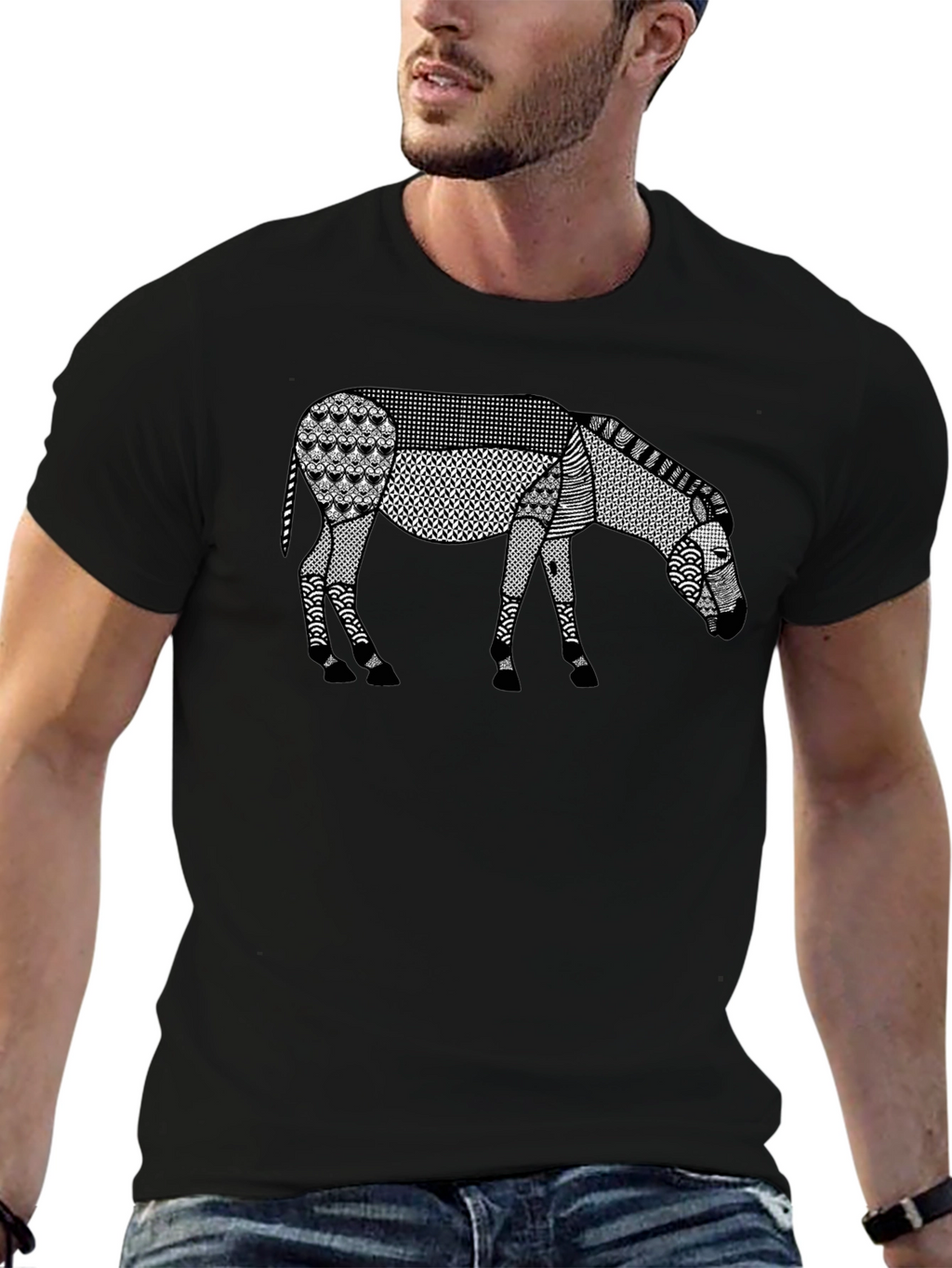 Abstract Donkey Graphic Tee - Modern Art Shirt