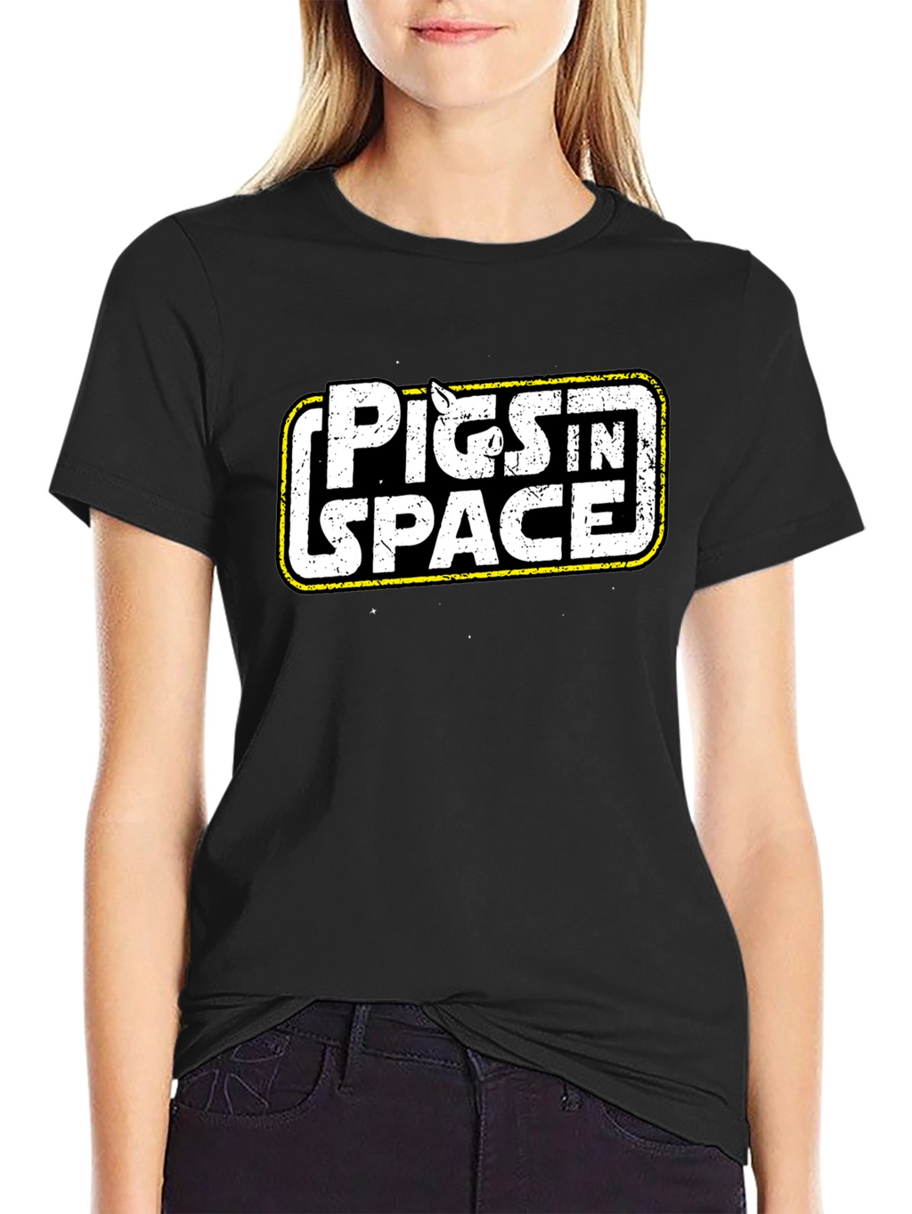 Pigs in Space Graphic Black T-Shirt