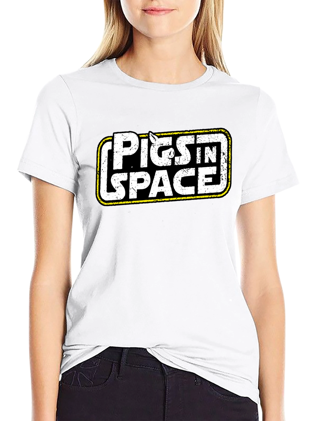 Pigs in Space Graphic Black T-Shirt
