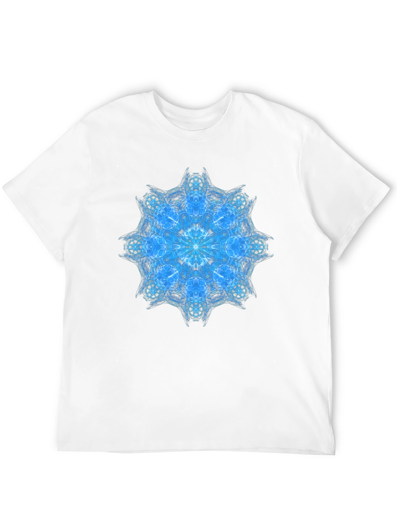 Blue Mandala Graphic Black T-Shirt