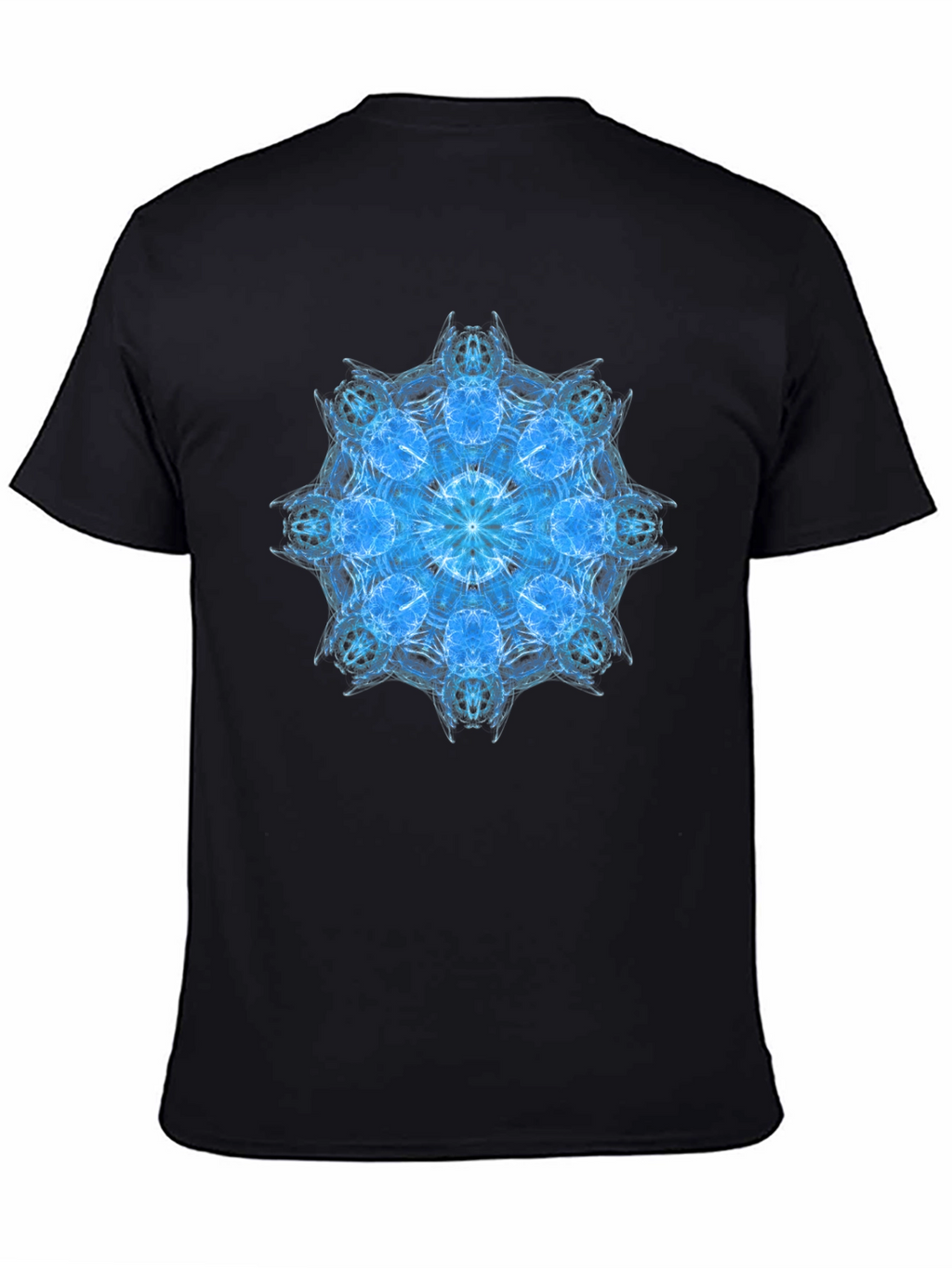 Blue Mandala Graphic Black T-Shirt