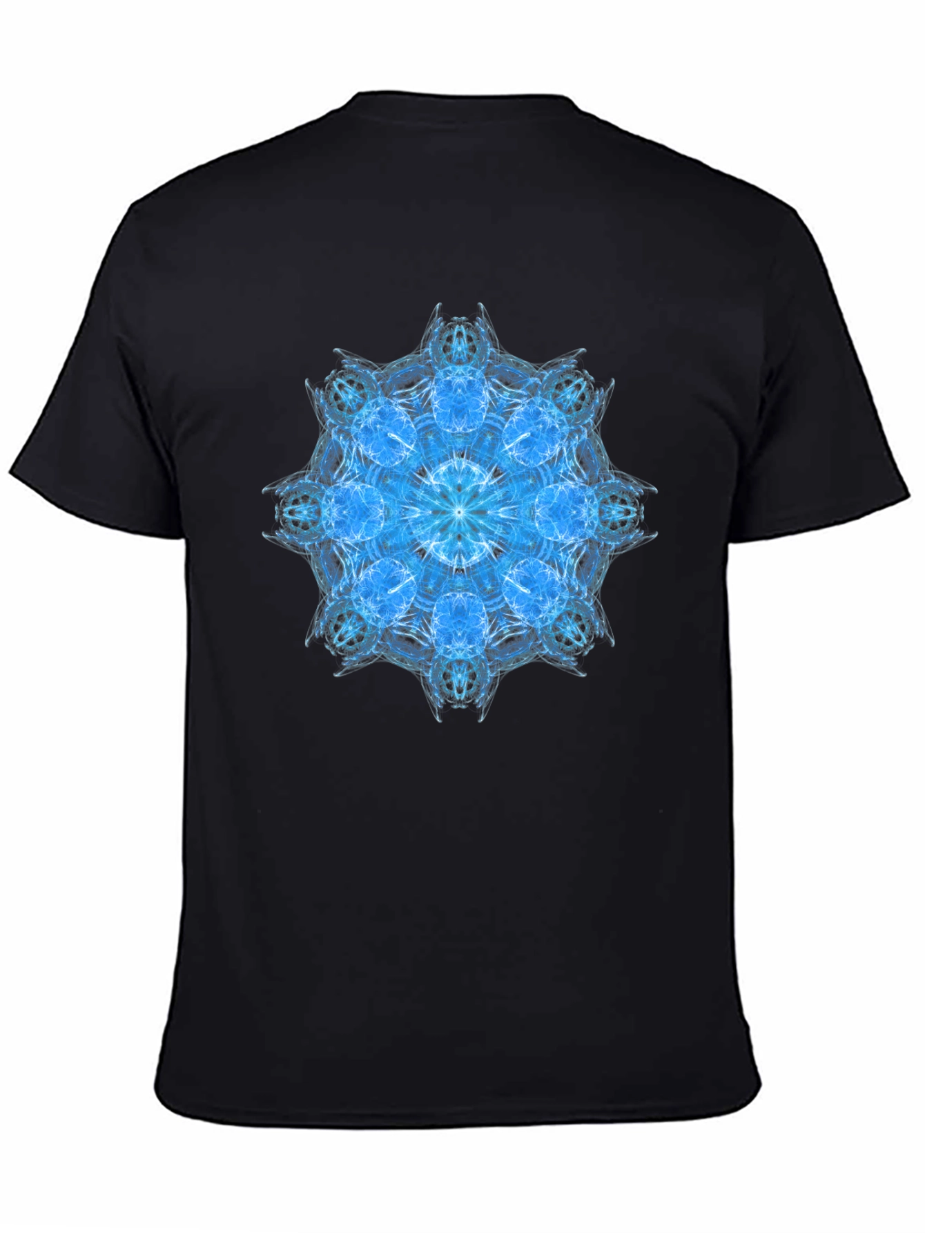 Blue Mandala Graphic Black T-Shirt