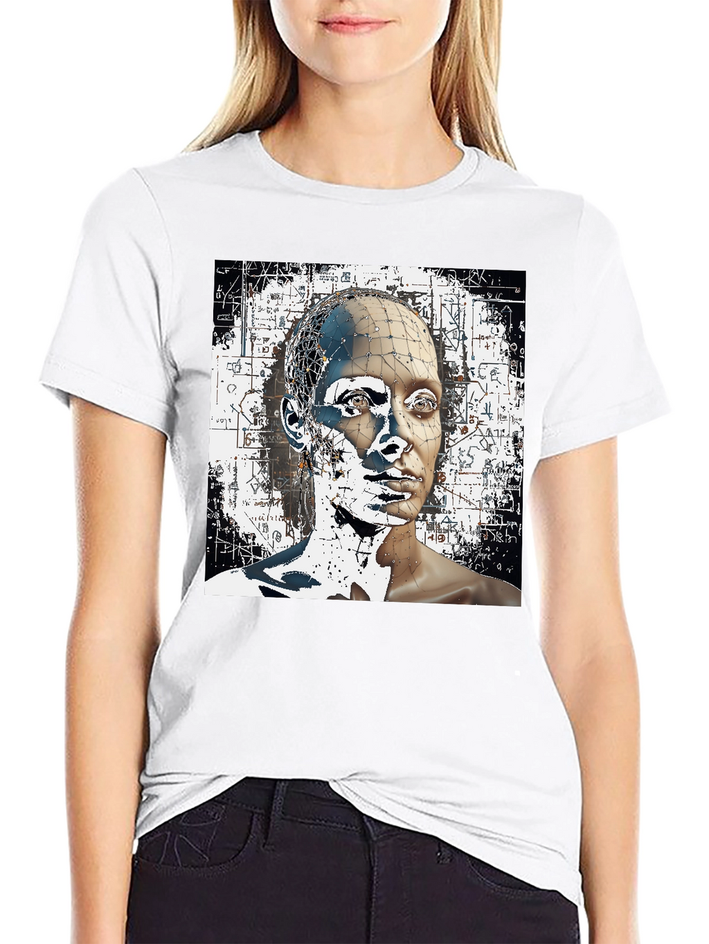 Abstract Face Graphic Black T-Shirt