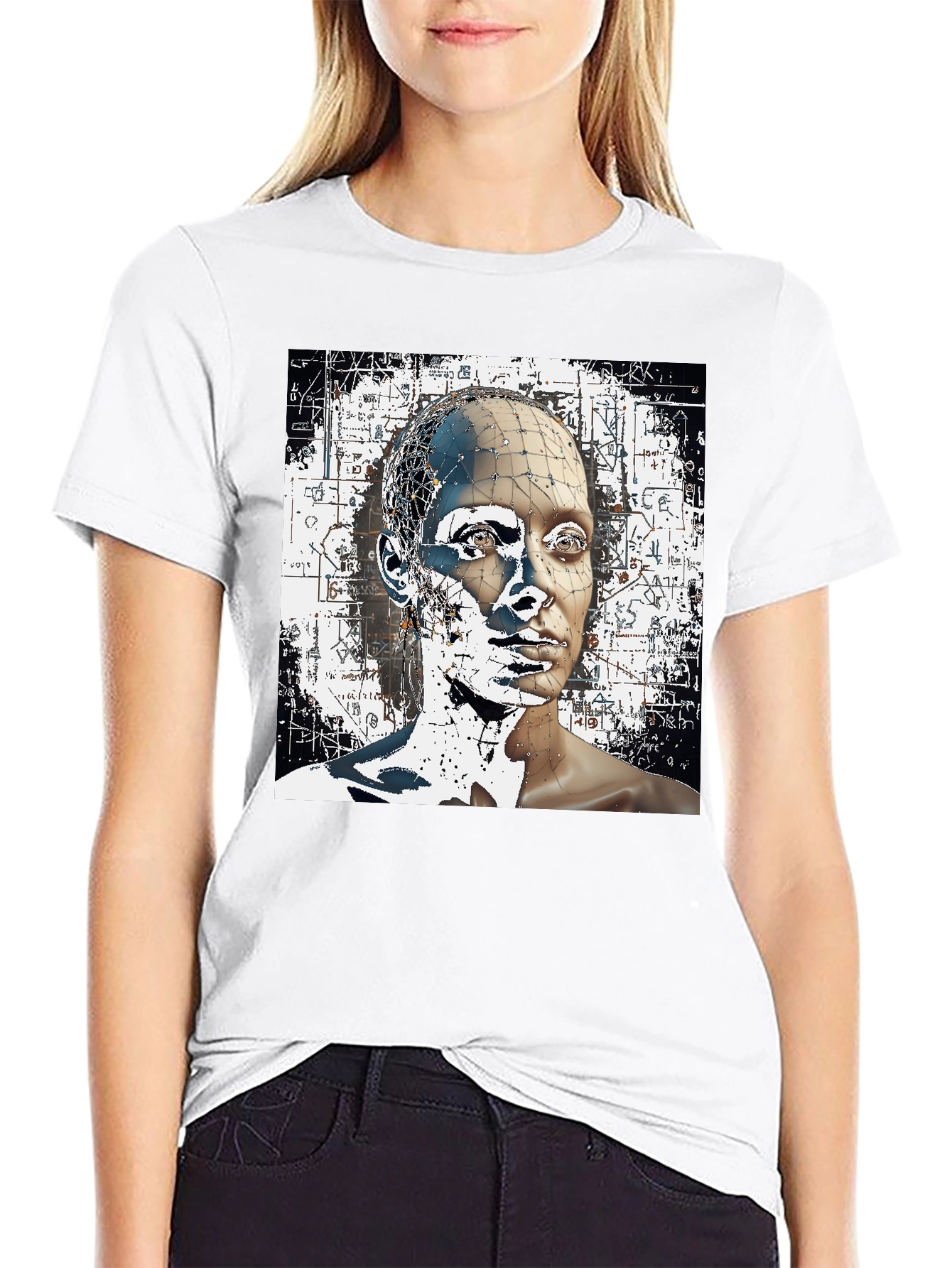 Abstract Face Graphic Black T-Shirt