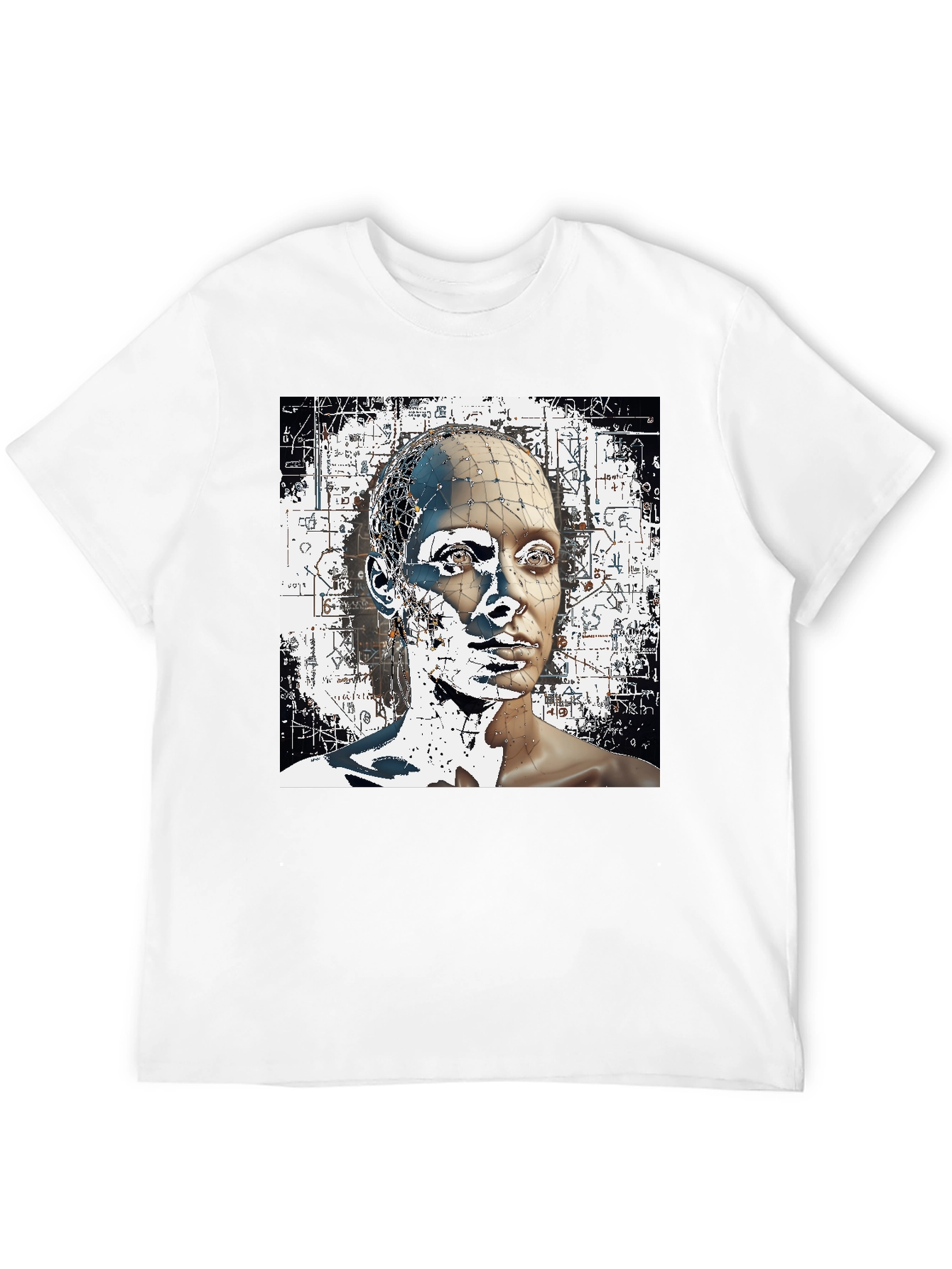 Abstract Face Graphic Black T-Shirt