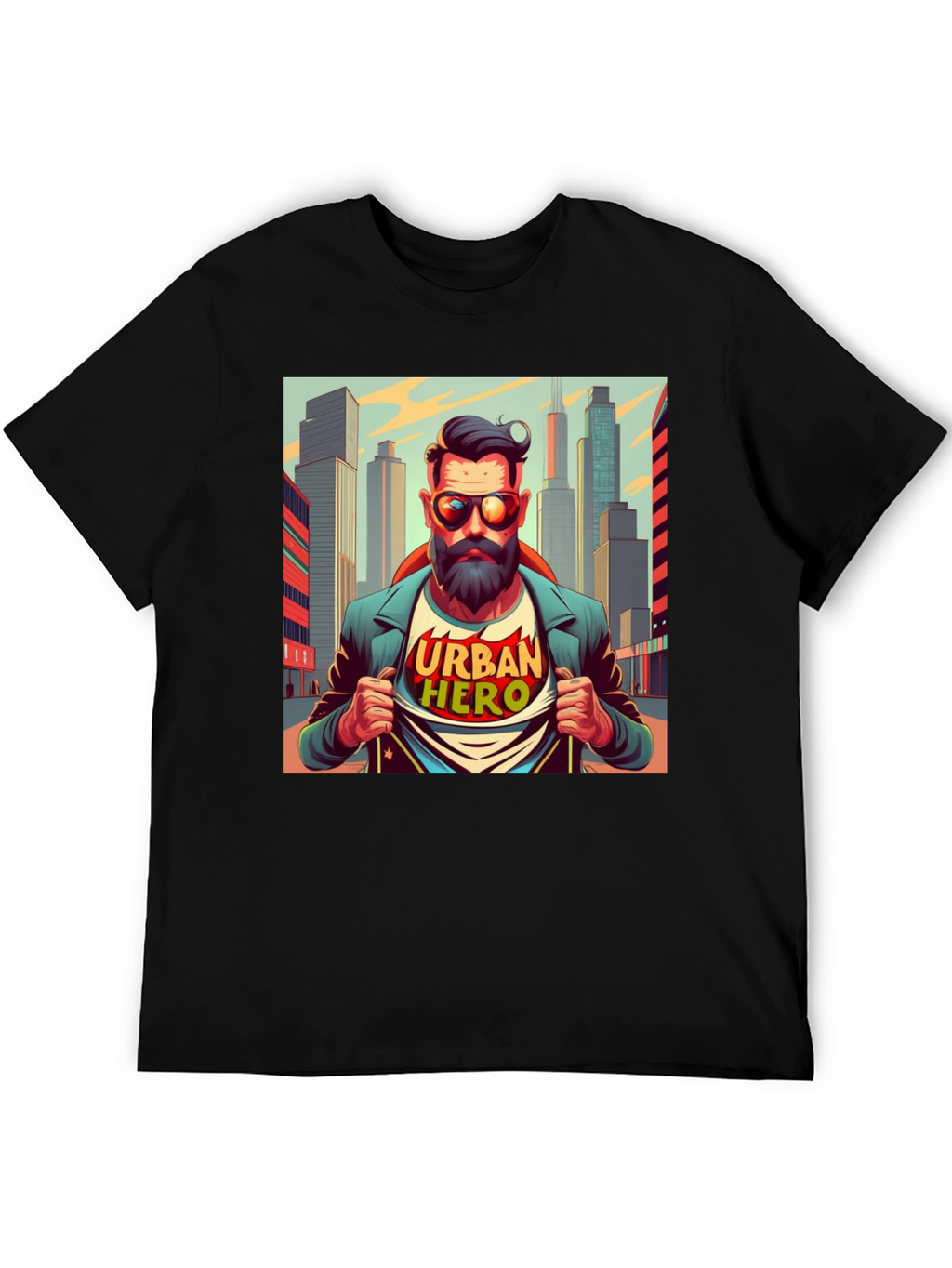 Urban Hero Graphic T-Shirt - Mens Black Tee