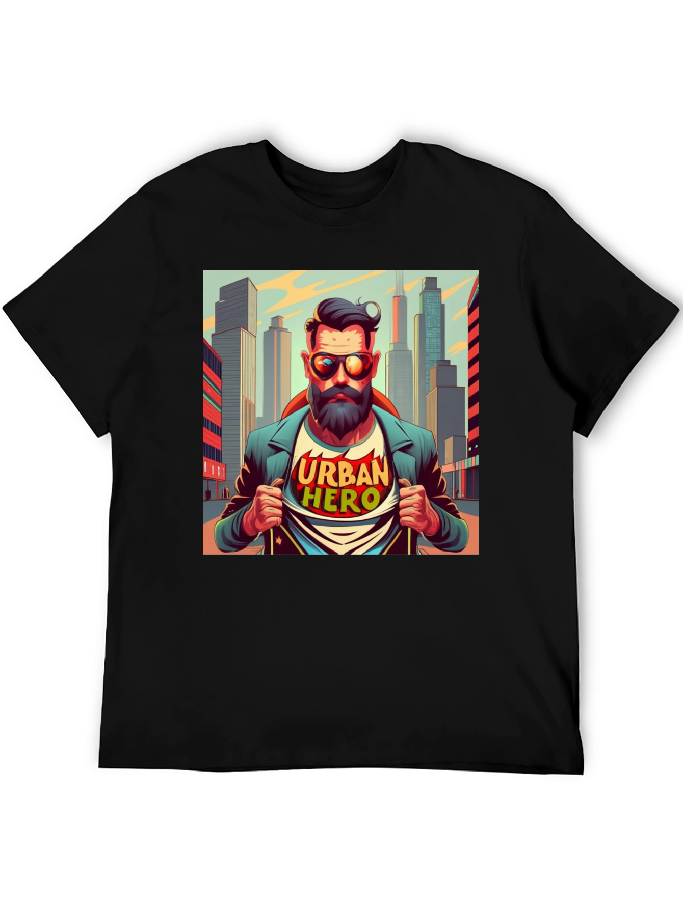 Urban Hero Graphic T-Shirt - Mens Black Tee