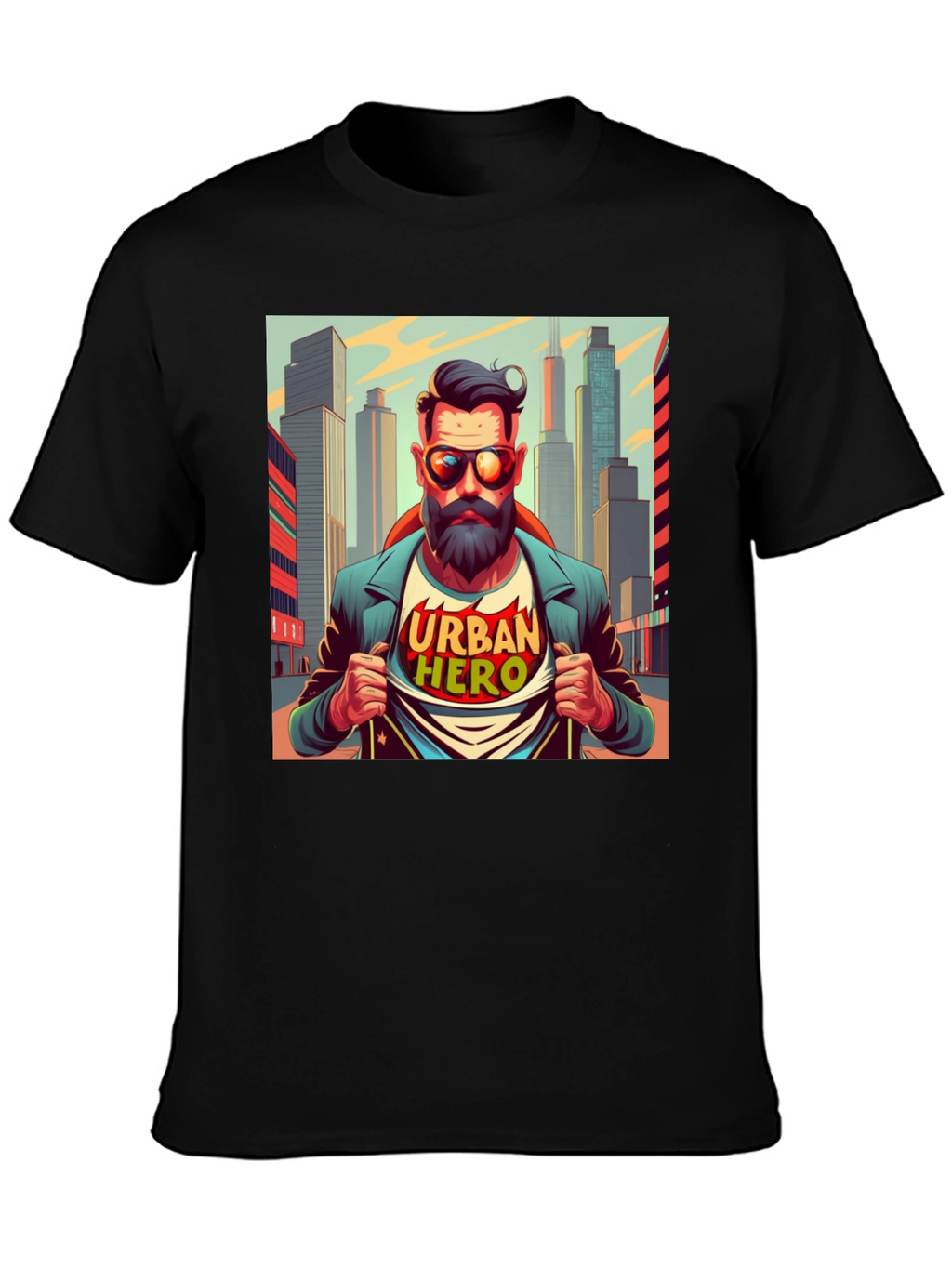 Urban Hero Graphic T-Shirt - Mens Black Tee