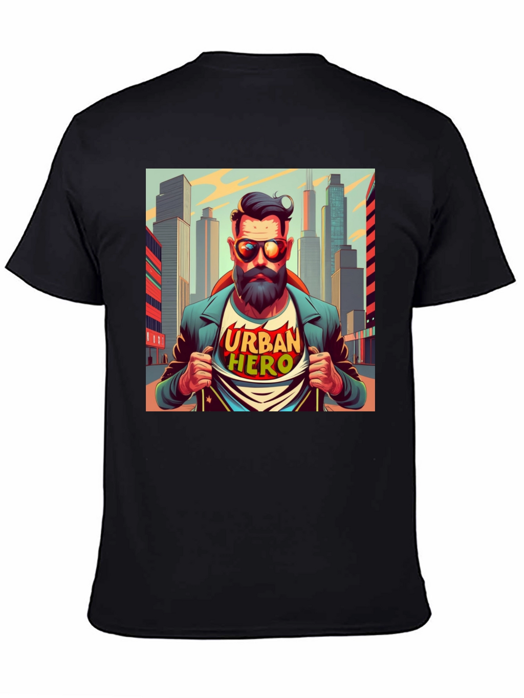 Urban Hero Graphic T-Shirt - Mens Black Tee