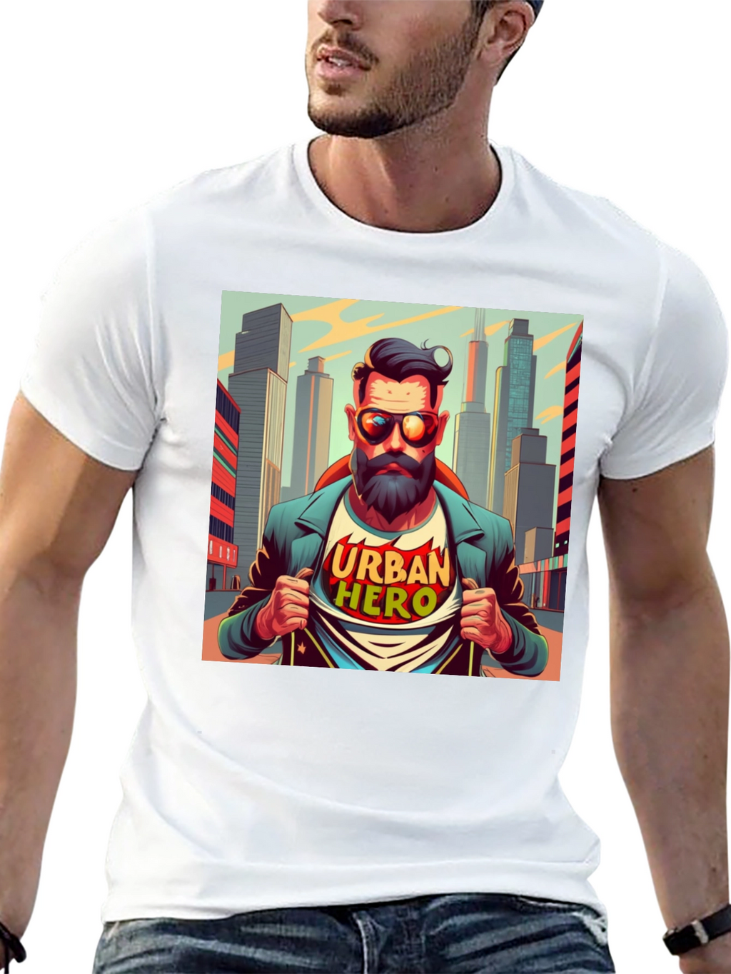 Urban Hero Graphic T-Shirt - Mens Black Tee