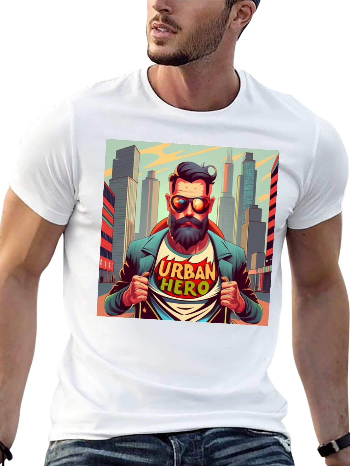 Urban Hero Graphic T-Shirt - Mens Black Tee