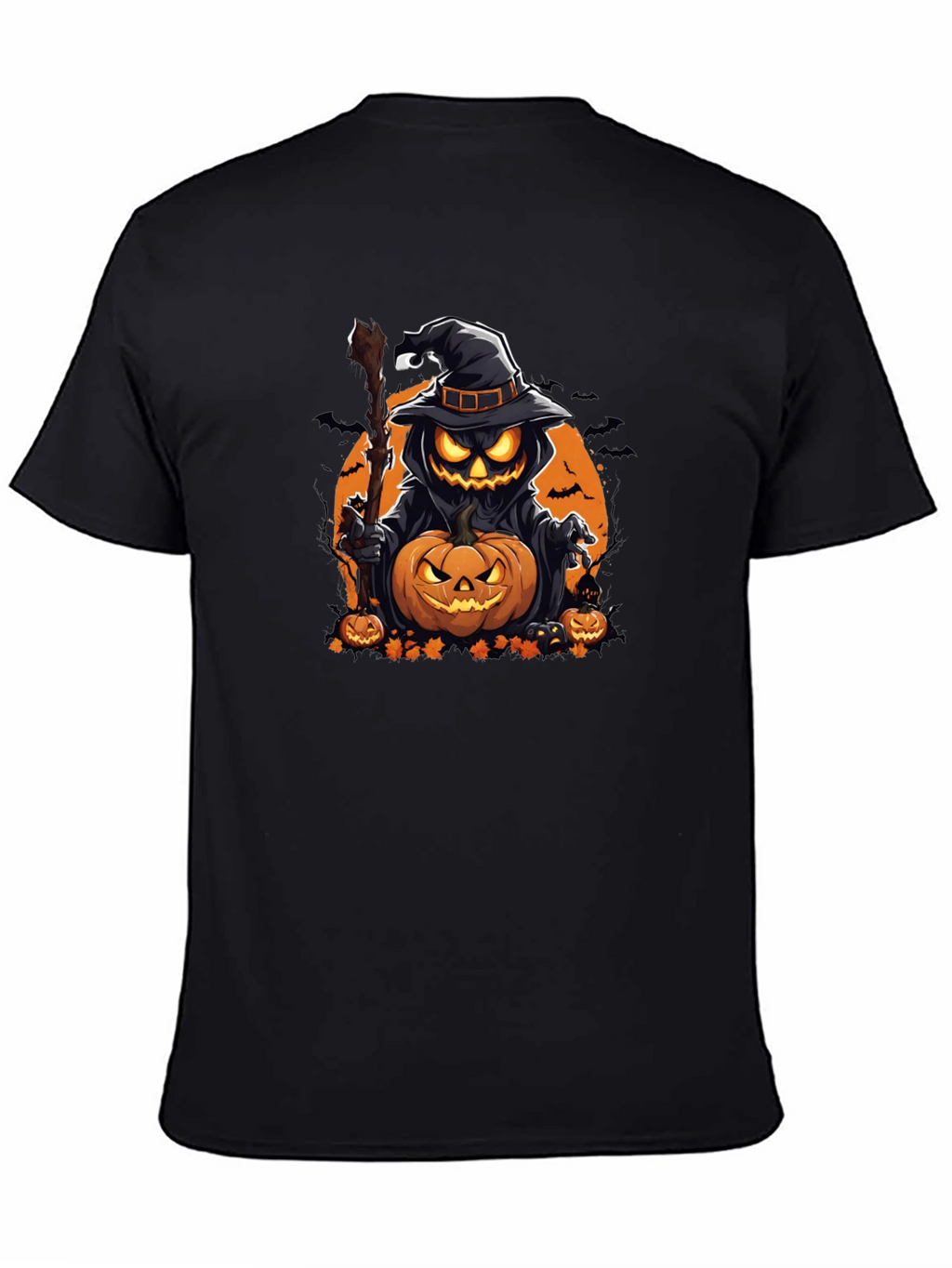 Halloween Pumpkin Wizard Black T-Shirt
