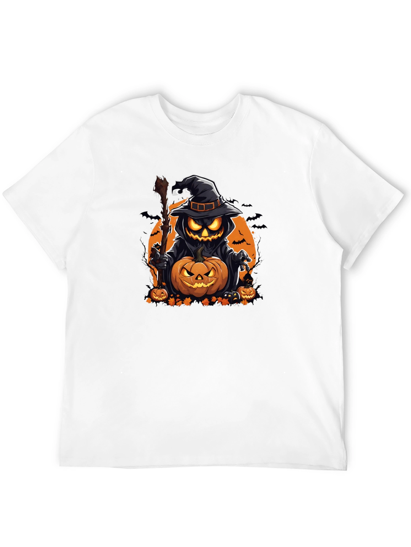 Halloween Pumpkin Wizard Black T-Shirt