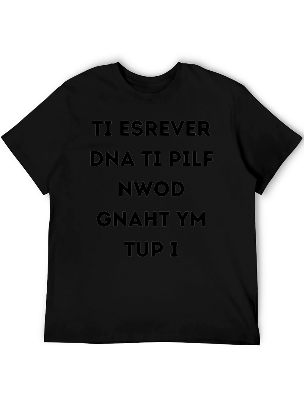 Reversed Text Black T-Shirt