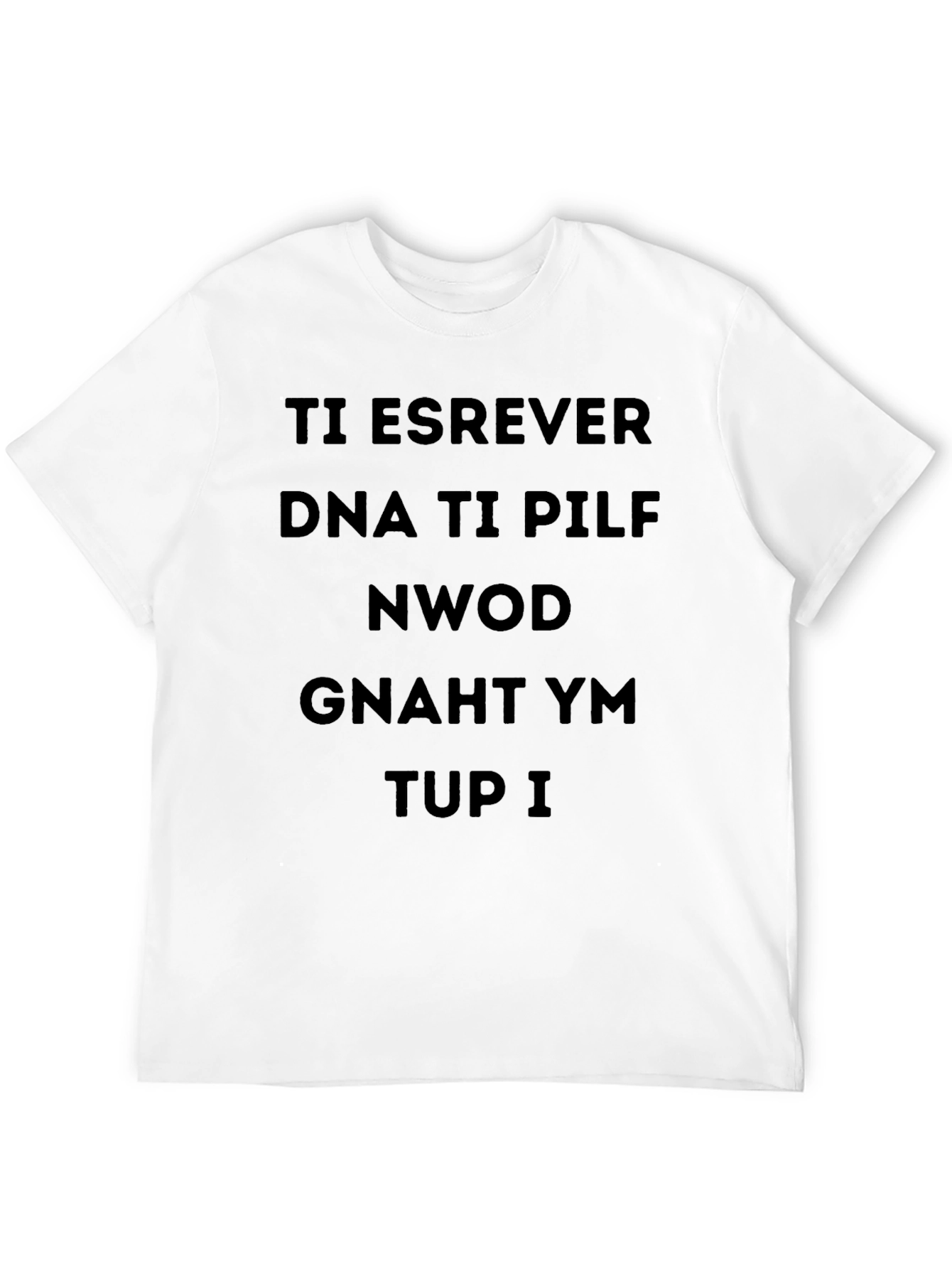 Reversed Text Black T-Shirt