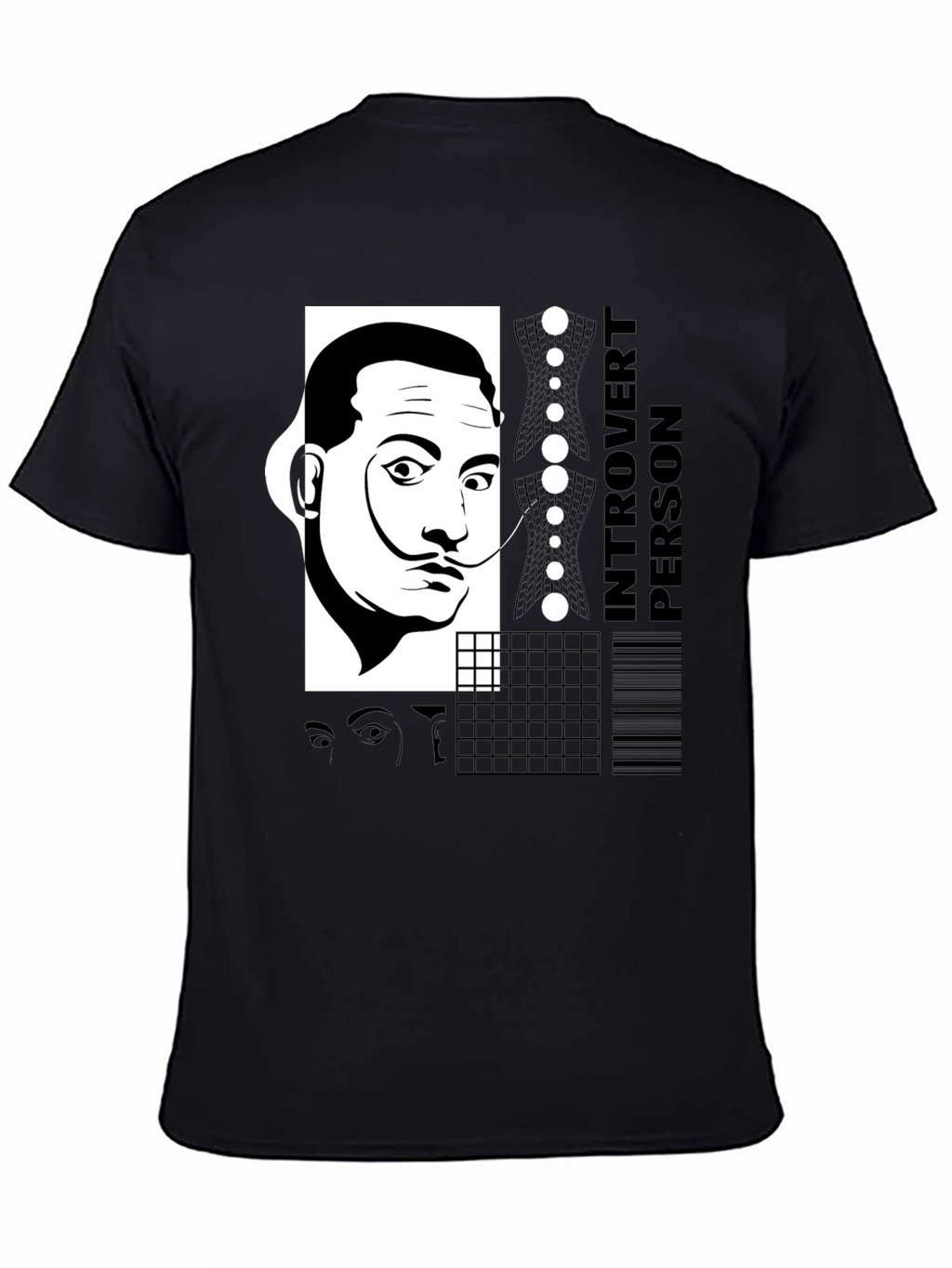Dali Introvert Person Black T-Shirt