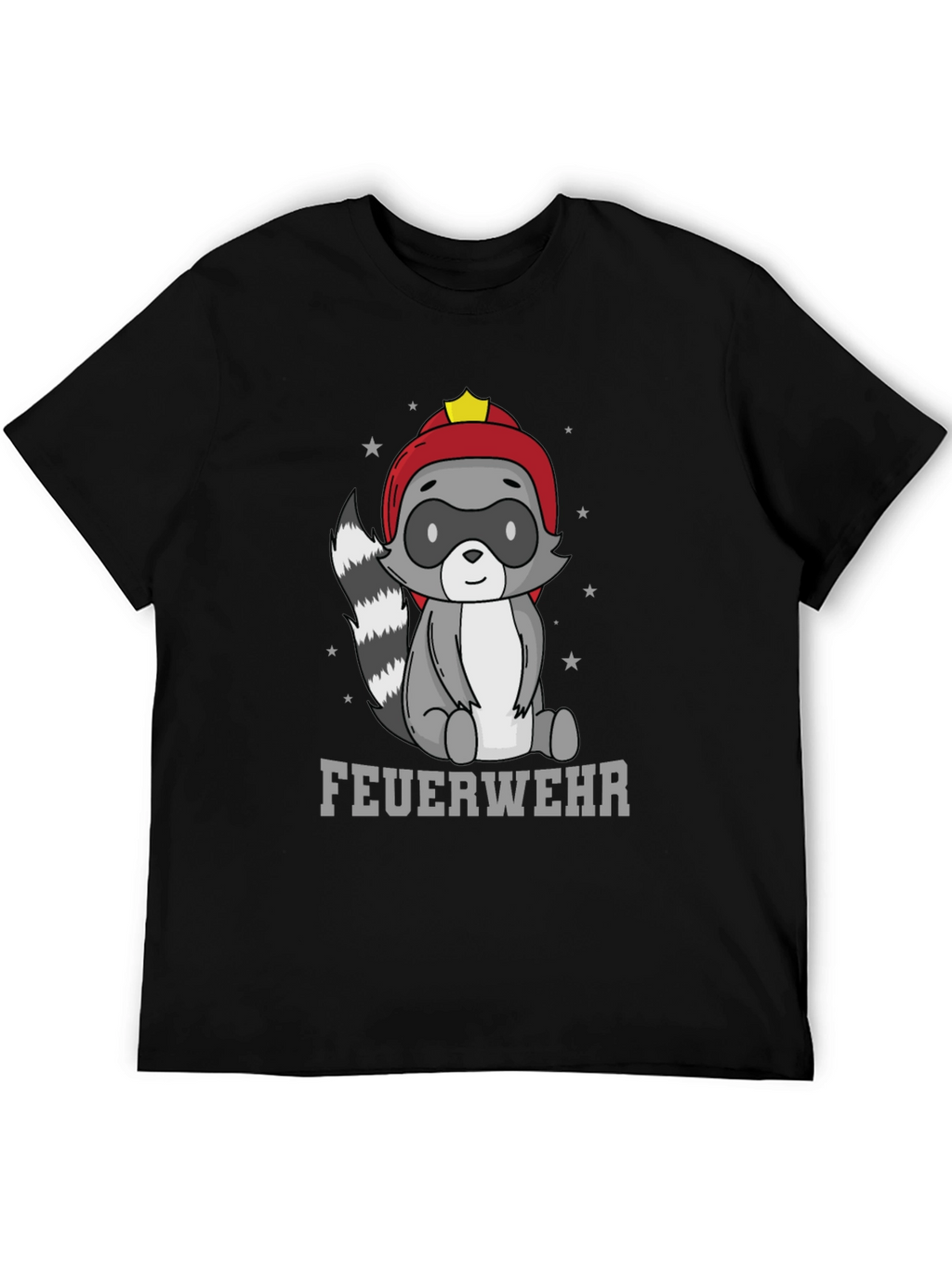 Firefighter Raccoon T-Shirt - Cute Cartoon Design