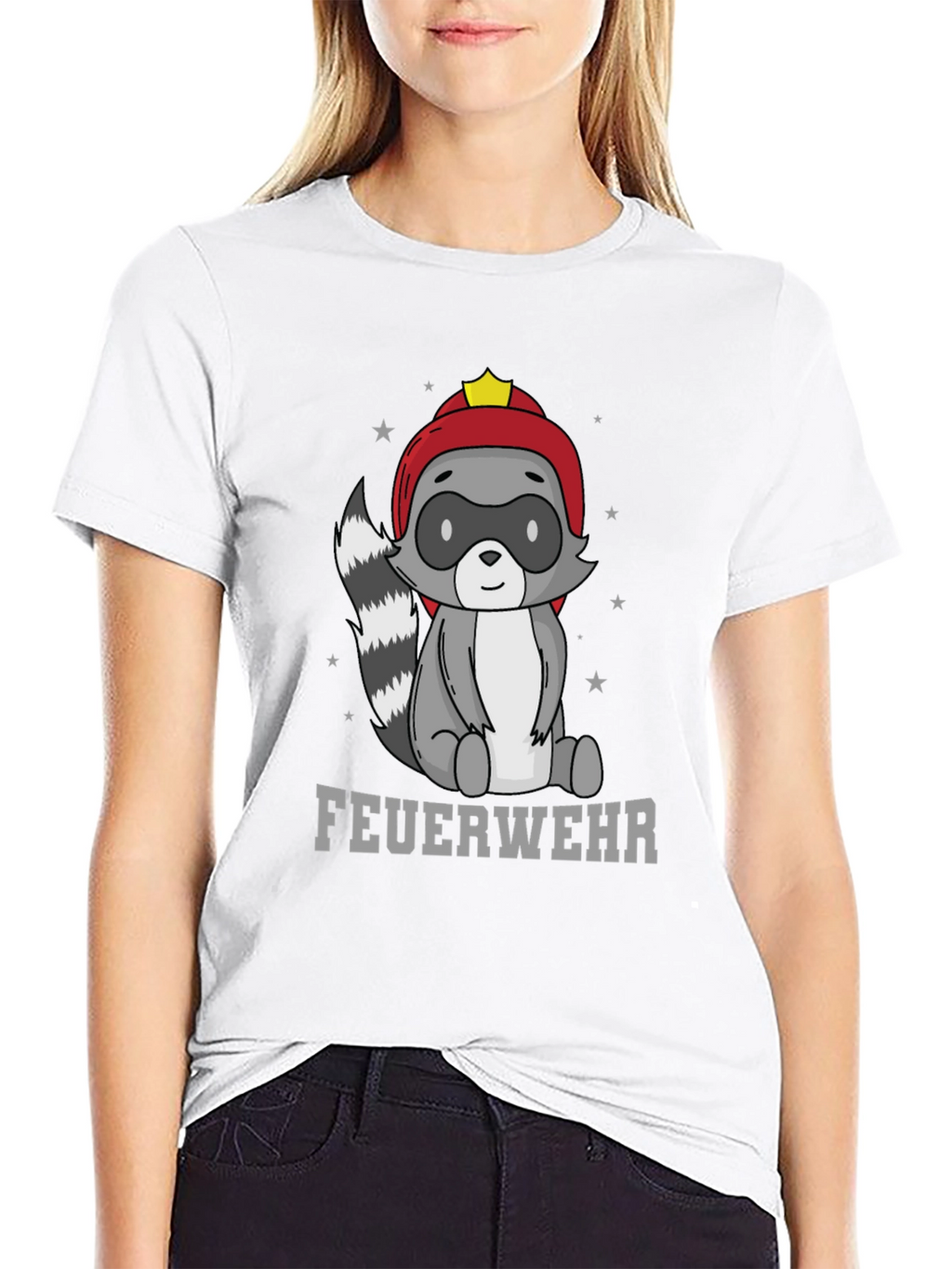 Firefighter Raccoon T-Shirt - Cute Cartoon Design