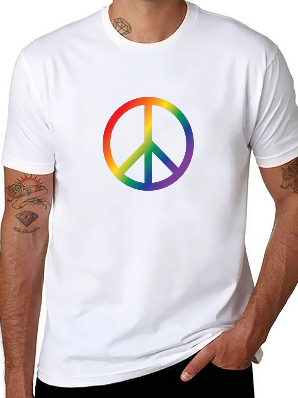 Rainbow Peace Sign Black T-Shirt
